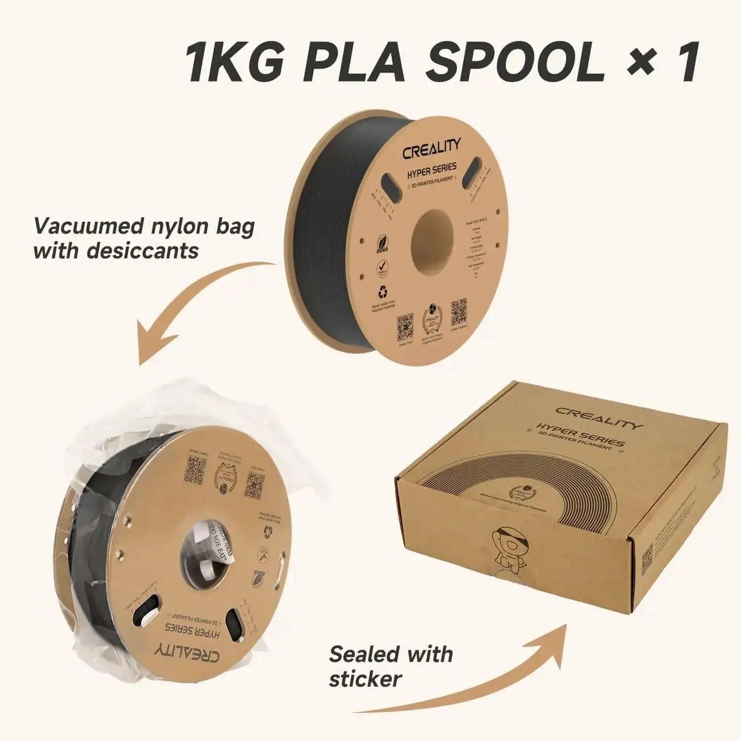 Hyper PLA Filament 1.75mm 1 Kg Spool Black For Crazy Fast 3D Printing Up To 600mm Per Second With High Fluid Melt And Rapid Cooling For Crisp Details And Dimensional Accuracy 0.02mm Fits Most FDM Printers - Image 5