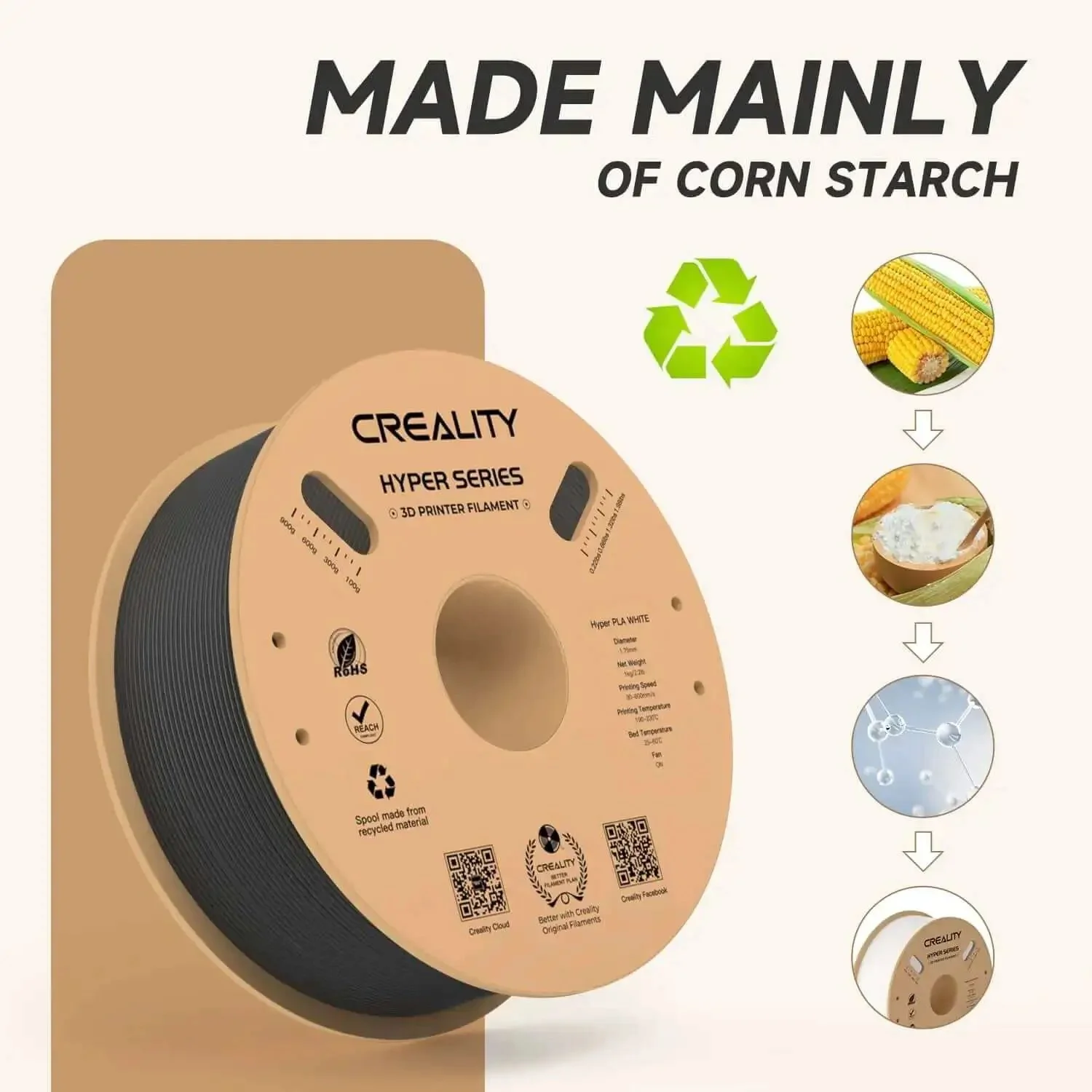 Hyper PLA Filament 1.75mm 1 Kg Spool Black For Crazy Fast 3D Printing Up To 600mm Per Second With High Fluid Melt And Rapid Cooling For Crisp Details And Dimensional Accuracy 0.02mm Fits Most FDM Printers - Image 7