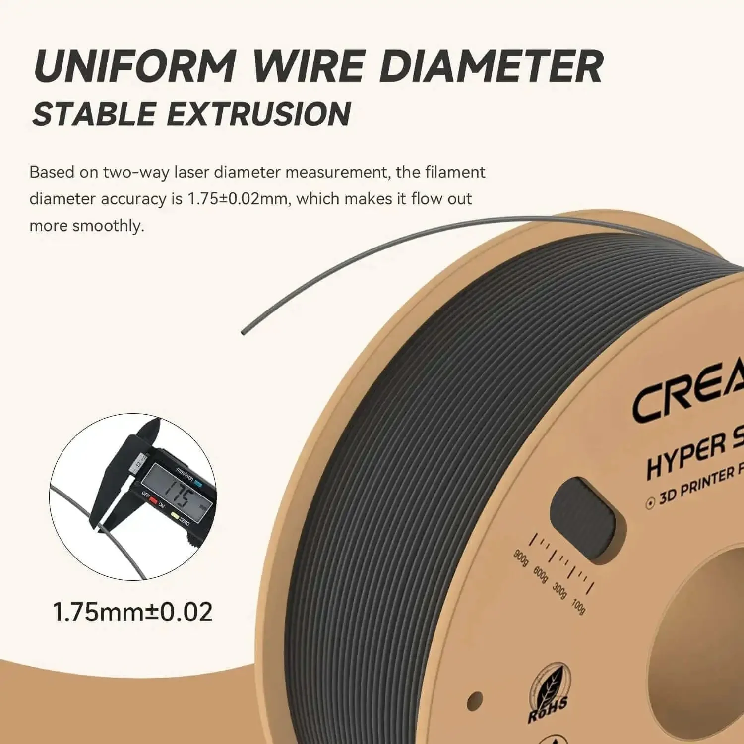 Hyper PLA Filament 1.75mm 1 Kg Spool Black For Crazy Fast 3D Printing Up To 600mm Per Second With High Fluid Melt And Rapid Cooling For Crisp Details And Dimensional Accuracy 0.02mm Fits Most FDM Printers - Image 8