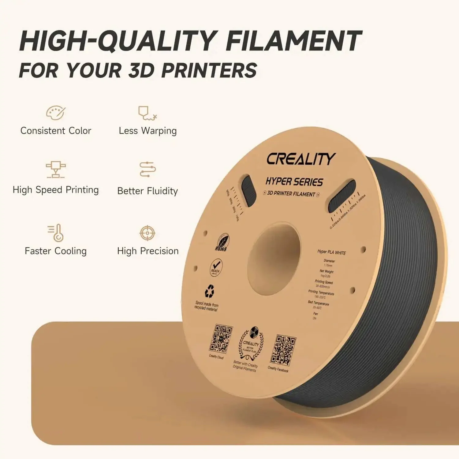 Hyper PLA Filament 1.75mm 1 Kg Spool Black For Crazy Fast 3D Printing Up To 600mm Per Second With High Fluid Melt And Rapid Cooling For Crisp Details And Dimensional Accuracy 0.02mm Fits Most FDM Printers - Image 9