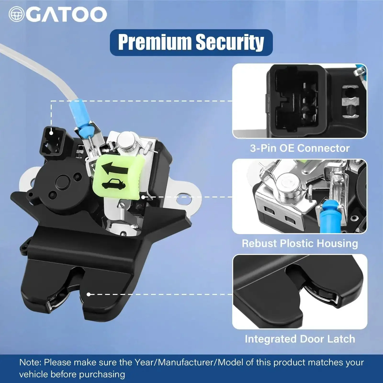 Hyundai Sonata Trunk Latch Replacement Actuator For 2015 2016 2017 With Cable Rear Gate Hatch Lock Liftgate Fits 1.6L 2.0L 5.4L Engine Replaces 81230-C1010 81230C1010 - Image 6
