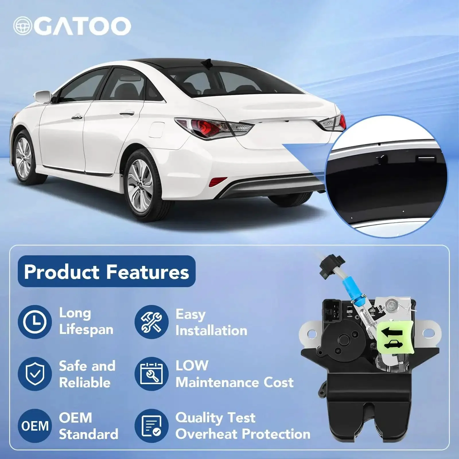 Hyundai Sonata Trunk Latch Replacement Actuator For 2015 2016 2017 With Cable Rear Gate Hatch Lock Liftgate Fits 1.6L 2.0L 5.4L Engine Replaces 81230-C1010 81230C1010 - Image 7
