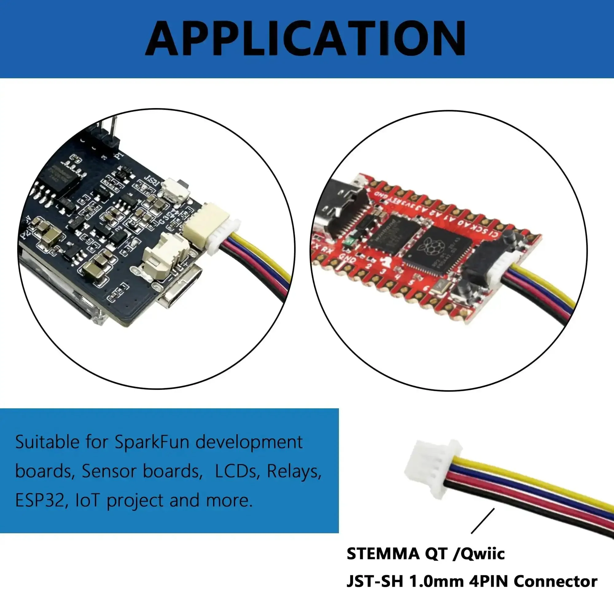 I2C Qwiic Cable Kit With Stemma QT Wires For SparkFun Development Boards And Sensor Breakouts, 14 Piece Dupont Connector Set With SH1.0 4 Pin Cables, Color Coded Jumpers In Multiple Lengths For Easy Breadboard Wiring And Quick Setup - Image 2