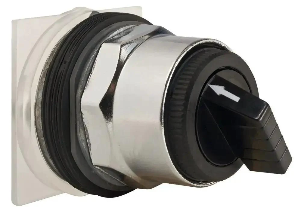 Illuminated Type K Selector Switch For Industrial Machinery With A Chromium Plated Bezel Fits 30mm Cutouts 110 To 120V AC 2 Position Black Knob Easy Install Heavy Duty Machine Control Built To Last