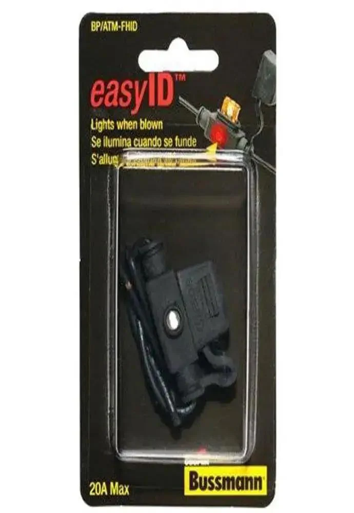 Illuminating ATM Inline Fuse Holder With EasyID Open Fuse Indicator, Protective Cap, 32 Volt 20 Amp Inline Fuse For Cars, Boats, Marine And DIY Electrical Projects With Size 16 Lead Wire