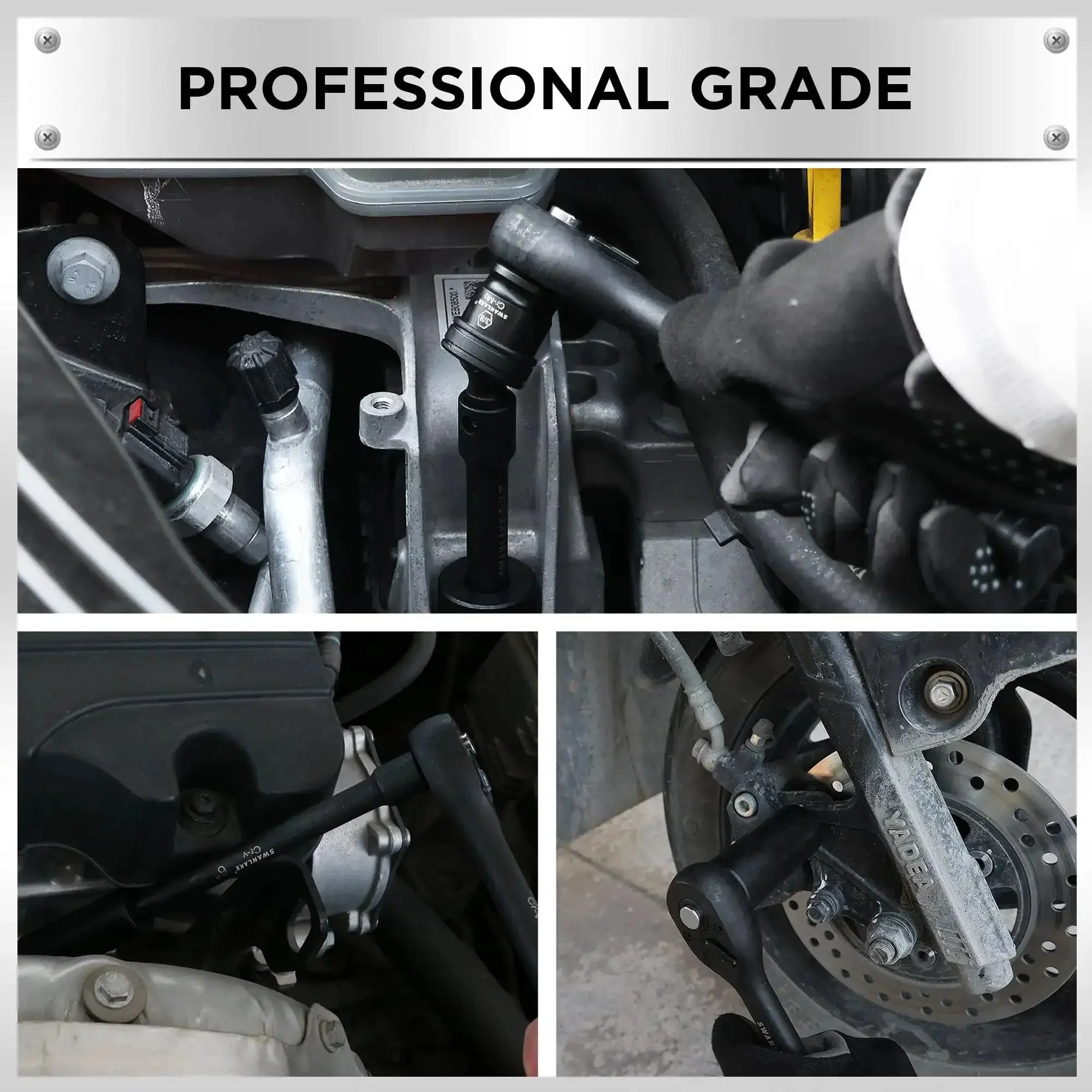 Impact Socket Set For Auto Work, 50 Piece Six Point Drive Three Eighths Inch, SAE And Metric Sizes, Cr-V Steel, Includes Ratchet Handle, Extension Bar, And Universal Joint For A Full Coverage Workhorse - Image 3