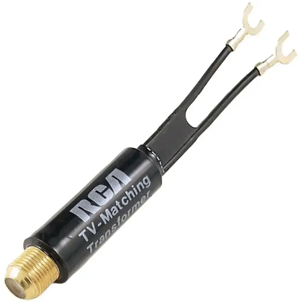 Indoor TV Antenna Coax Match Transformer For 75 Ohm F Input To 300 Ohm Flat Antenna Wire, Converts RG6 And RG59 Coax To 300 Ohm Signal For Reliable, Precise OTA Reception And Easy Setup