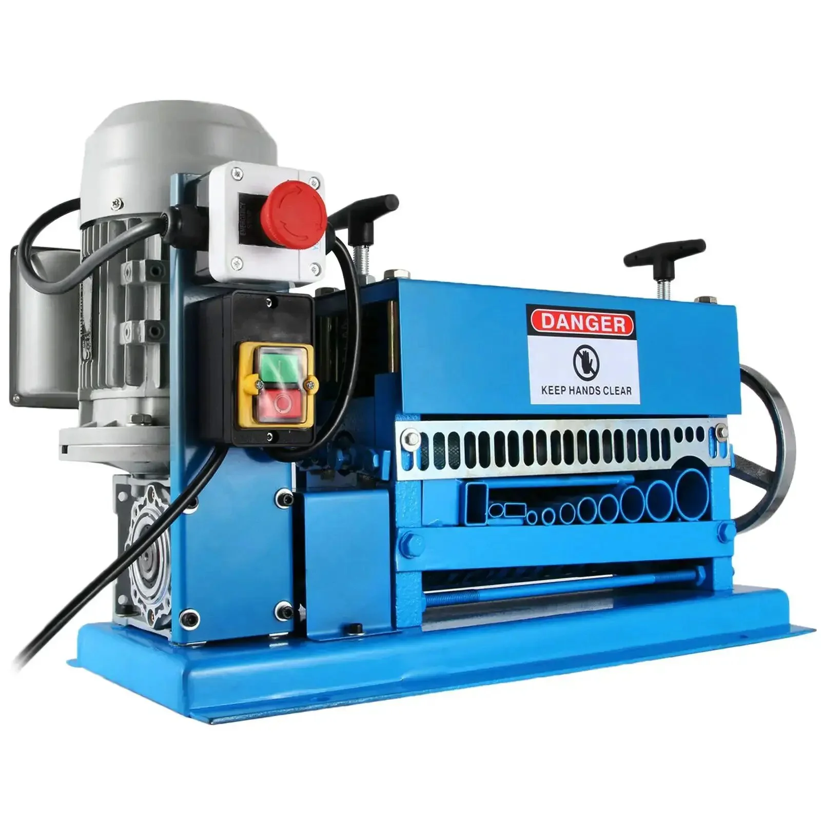 Industrial Auto Wire Stripping Tool Workhorse With 11 Channels And 10 Blades, 0.06 To 1.5 Inch Range, Heavy Duty Aluminum Alloy Construction, Drill Driven Or Manual Hand Crank Operation For Easy Copper Wire Recycling