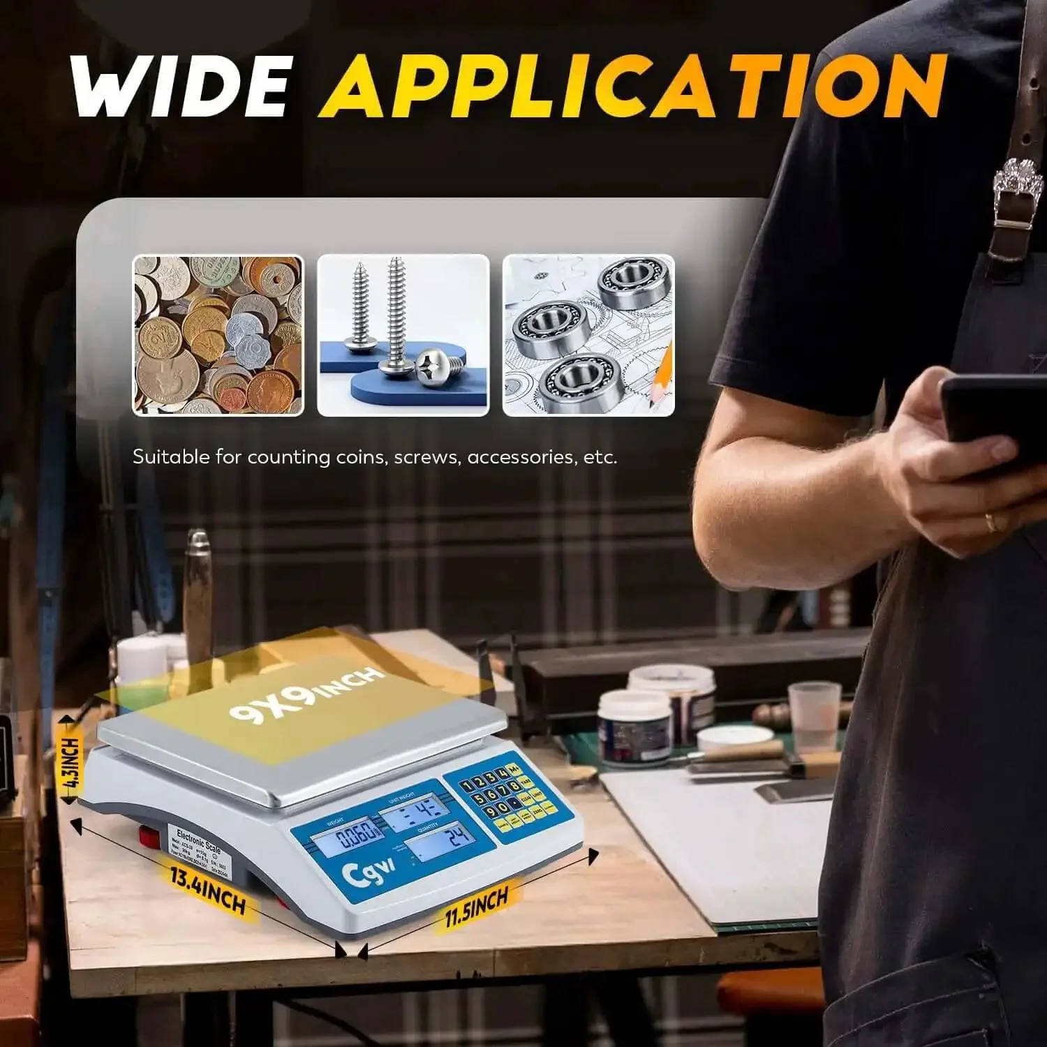 Industrial Countin Scale 30kg Capacity, Ultra-Precise Digital Inventory Scale For Small Parts, Coins And Pieces, 0.1g/0.00022lb Accuracy, Easy Gram Kilogram Pound Conversion, Fast, Reliable Countin For A Busy Shop - Image 3