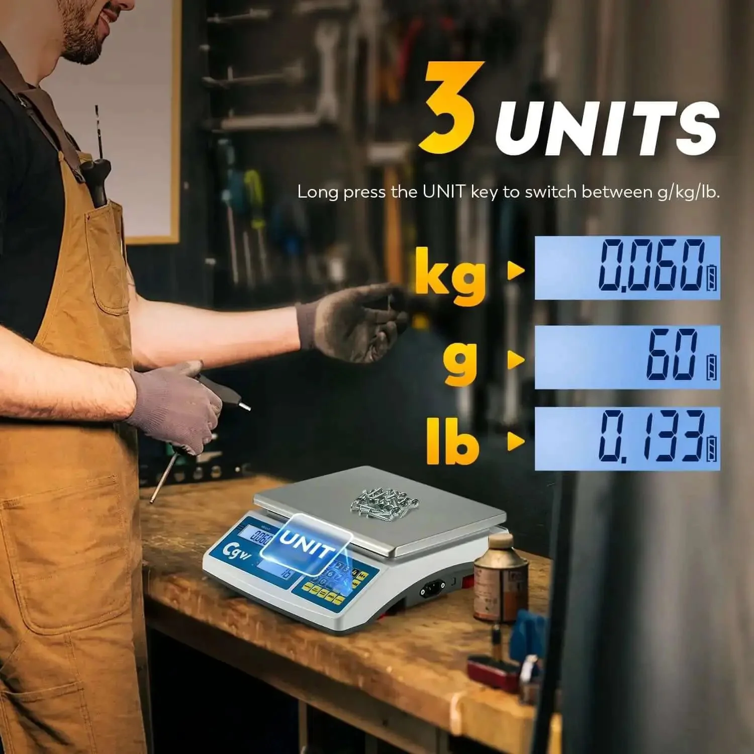 Industrial Countin Scale 30kg Capacity, Ultra-Precise Digital Inventory Scale For Small Parts, Coins And Pieces, 0.1g/0.00022lb Accuracy, Easy Gram Kilogram Pound Conversion, Fast, Reliable Countin For A Busy Shop - Image 6