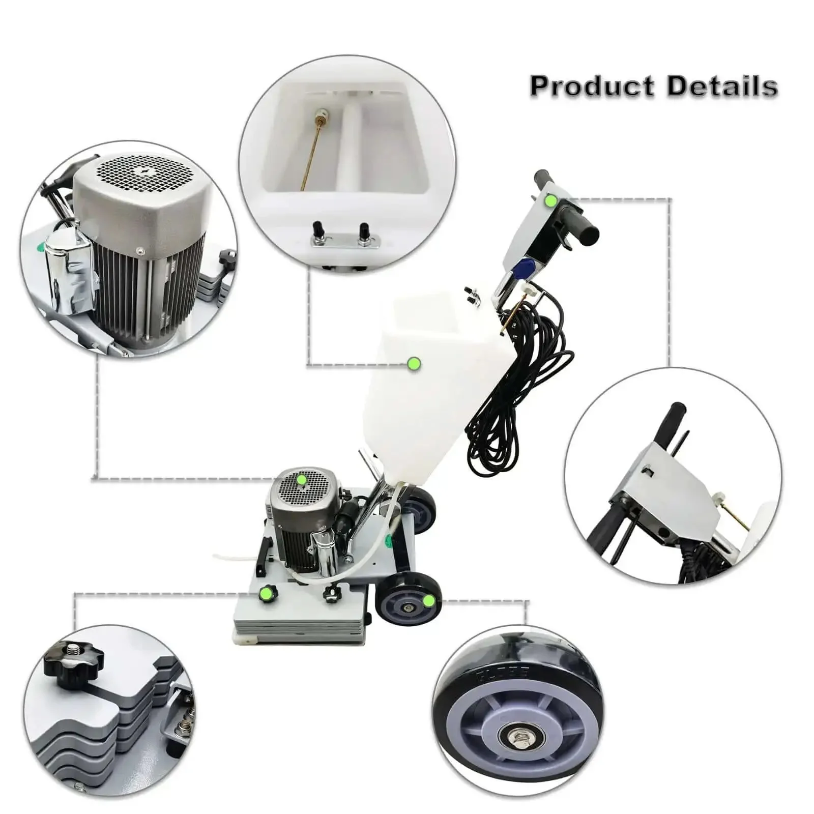 Industrial Floor Scrubber Grinding Machine With 3.43 Gal Capacity, 2834 RPM Polisher With 1500W Pure Copper Motor, 20x14.2 In Brush Disk, Commercial Grade Square Chassis, Multi Functional Polisher, 110V - Image 6