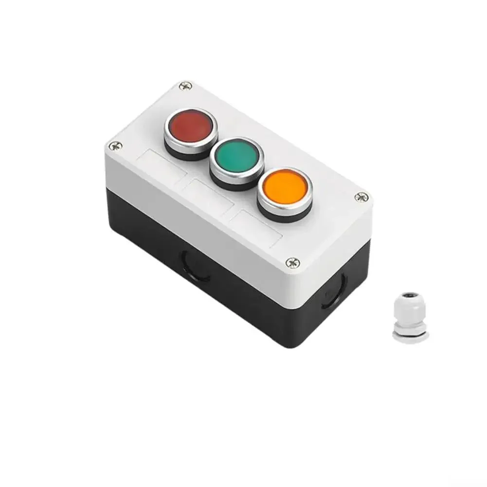 Industrial Grade 22mm Panel Mount Push Button Switch Box With Self Locking On Off Toggle, IP65 Waterproof And Oil Resistant Seal, Beefed Up Heavy Duty Control Unit For Metal Enclosures