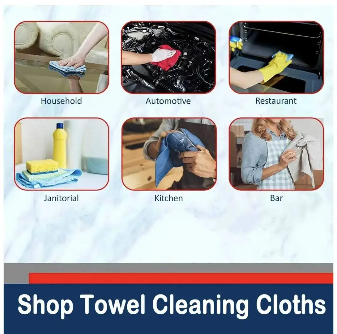 Industrial Grade Cotton Shop Towels 12x14 Inches, 500 Pack Red Reusable Cleaning Rags For Automobiles, Garage And Workshop, Tackling Oil, Grease, Grime, Spills, Tools And Parts, Machine Washable - Image 3