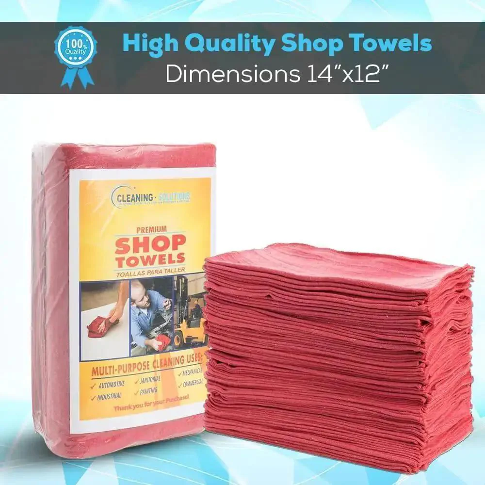Industrial Grade Cotton Shop Towels 14 By 12 Inches 500 Pack Reusable Cleaning Rags For Grease Bustin Oil Spills And Tool Cleanup In Garage Shop And Home Premium Recycled Fibers Red - Image 7