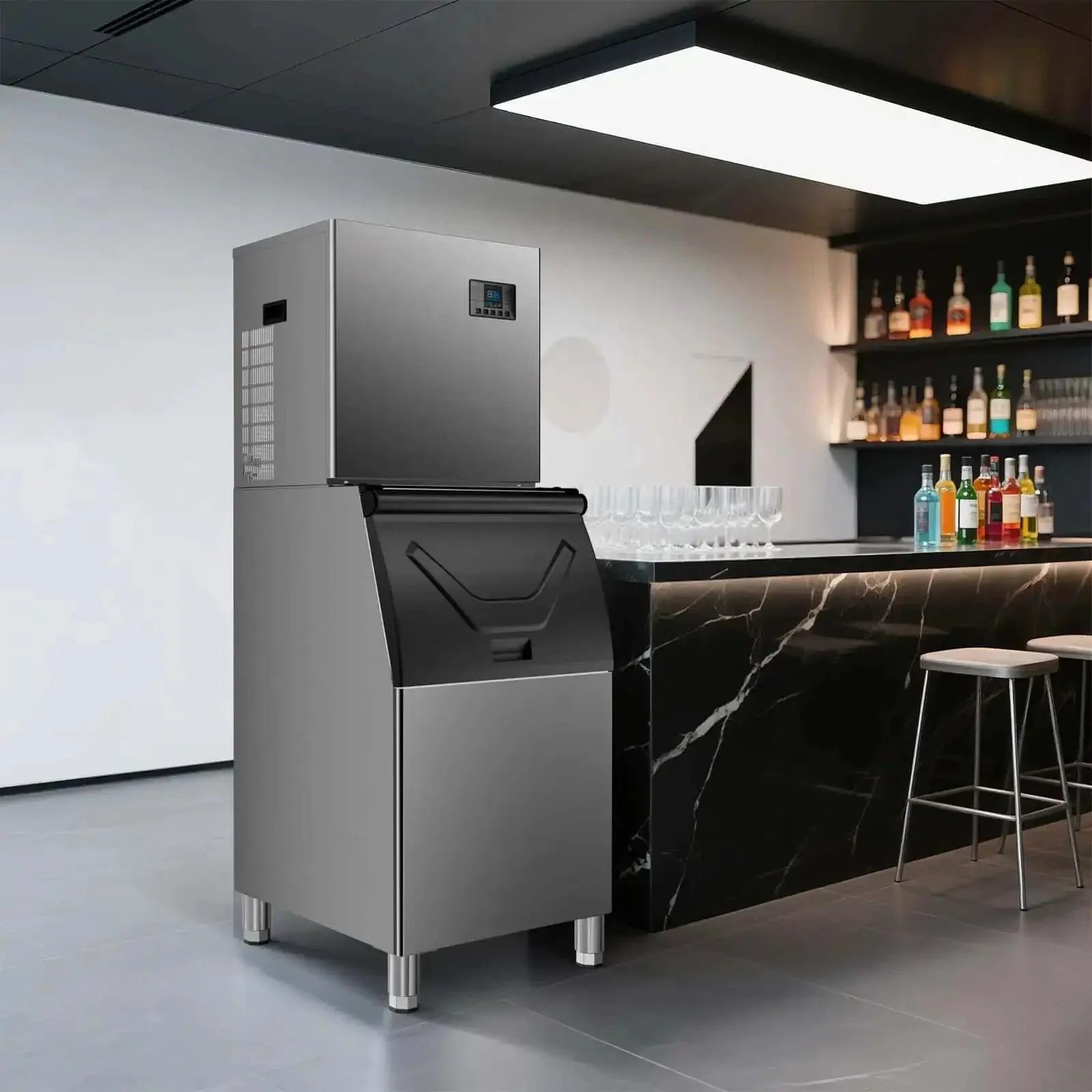 Industrial Ice Maker With 680 Lbs Per Day Output And 210 Ice Cubes In 5 To 15 Minutes 580 Lb Storage Capacity Auto Clean Stainless Steel Commercial Ice Machine For Busy Bars And Cafes - Image 2
