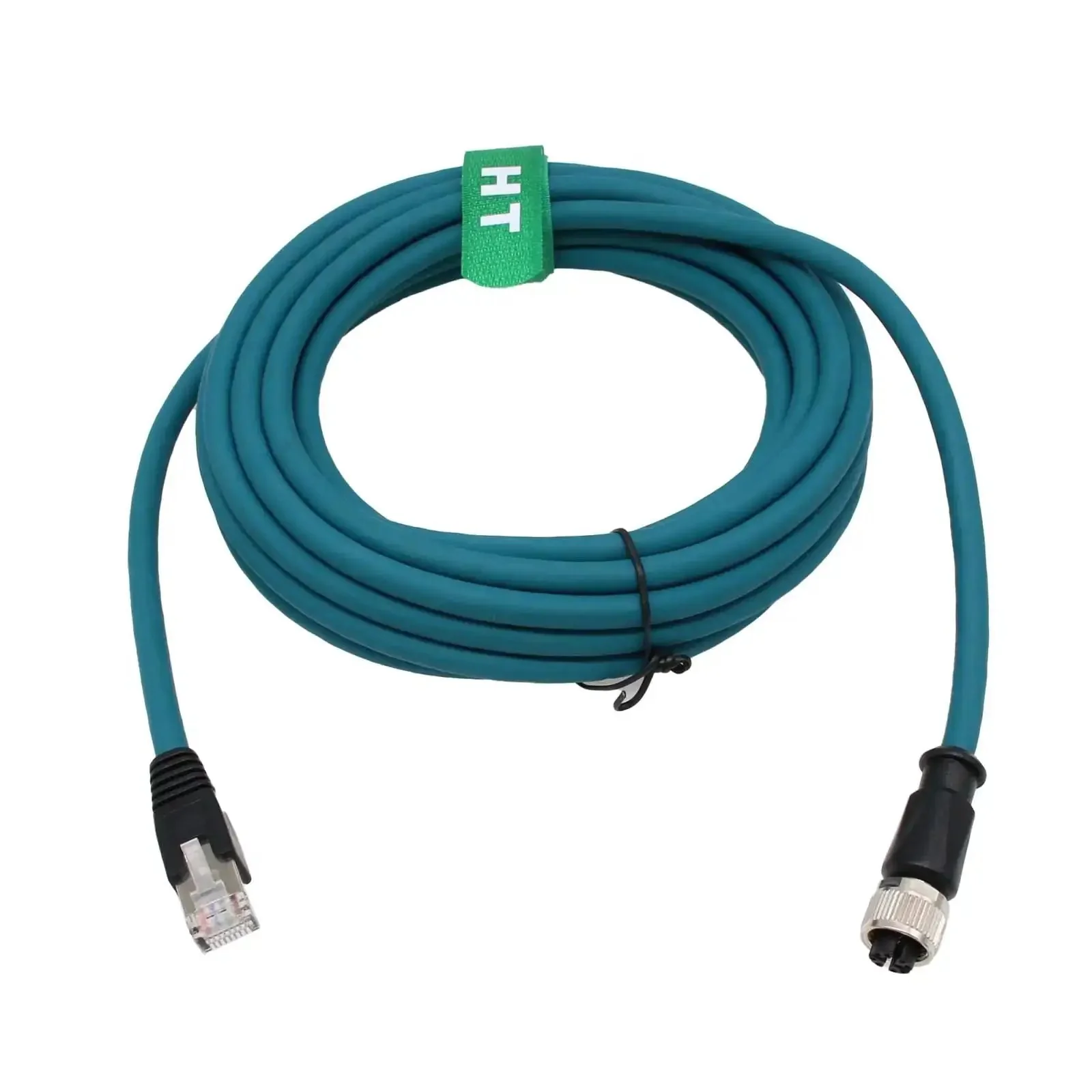 Industrial M12 X Coded 8 Pin Female To RJ45 Cat7e Ethernet Cable 10 Gbps 15m PVC Jacket IP67 Waterproof Built Tough For Actuators Sensors Profibus Automation And Industrial Networking