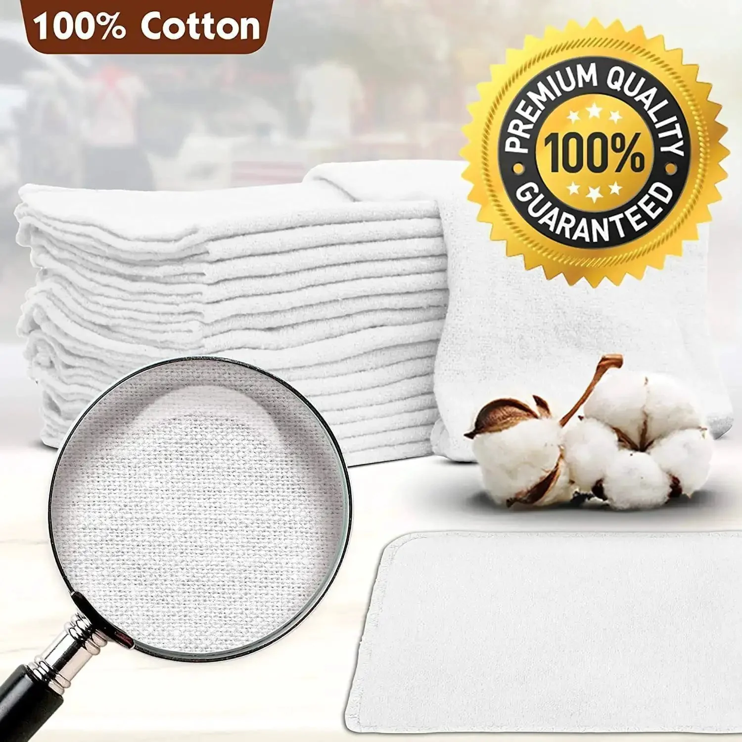 Industrial Shop Towels 14x14 Inches 100 Percent Cotton Heavy Duty Commercial Grade Rags Bulk 500 Pack Lint Free For Dry Or Wet Cleaning Auto Mechanic Garage Towels With Durable Overlocked Edges - Image 5