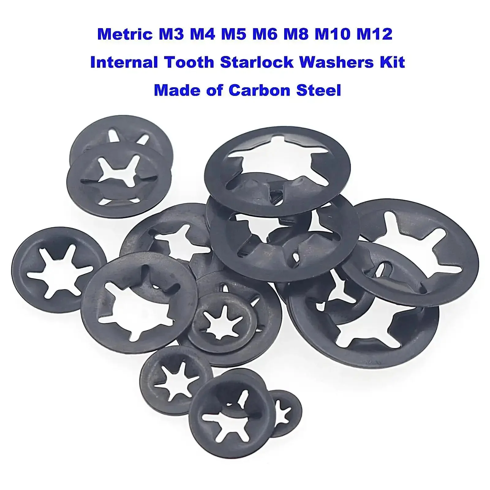 Industrial Starlock Push On Washers Assortment Kit 285 Pieces With External Push Rings And Speed Clips 7 Sizes M3 M4 M5 M6 M8 M10 M12 Heavy Duty 65Mn Spring Steel - Image 5