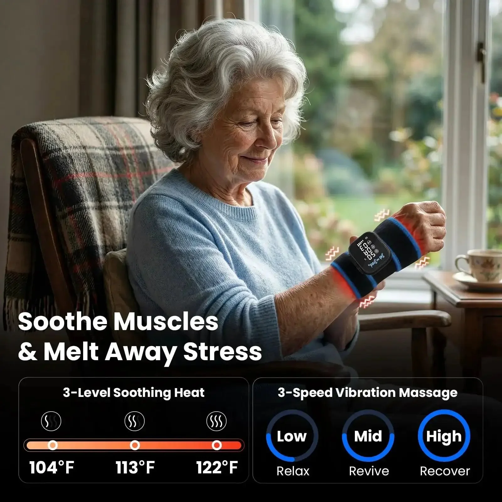 Infrared Heated Wrist Wrap With Vibration Massage For Carpal Tunnel And Arthritis, Cordless Pain Relief For Hand And Elbow, 3 Heat Levels, 3 Vibration Modes, Dual 660nm Red Light, FSA HSA Eligible - Image 7
