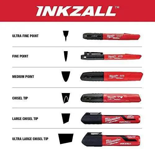 Inkzall Fine Point Marker Black 4 Pack With Clog Resistant Tip For Dusty Wet And Oily Surfaces And A Built Tough Marker For Concrete OSB And Rough Surfaces For Tough Jobs - Image 2