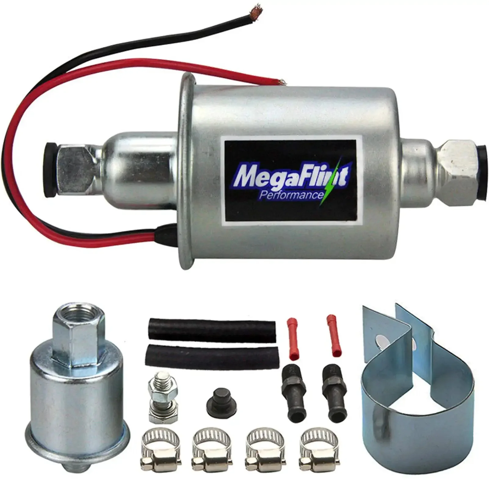 Inline 12V Universal Electric Fuel Pump Low Pressure Five To Nine PSI For Gas And Diesel, Delivers Thirty GPH, Five Sixteenth Inch Inlet And Outlet, Draws One To Two Amps, Fuse Rated Twelve Amps, Crossreferences E8012S EP12S FD0002 P60430 6414671