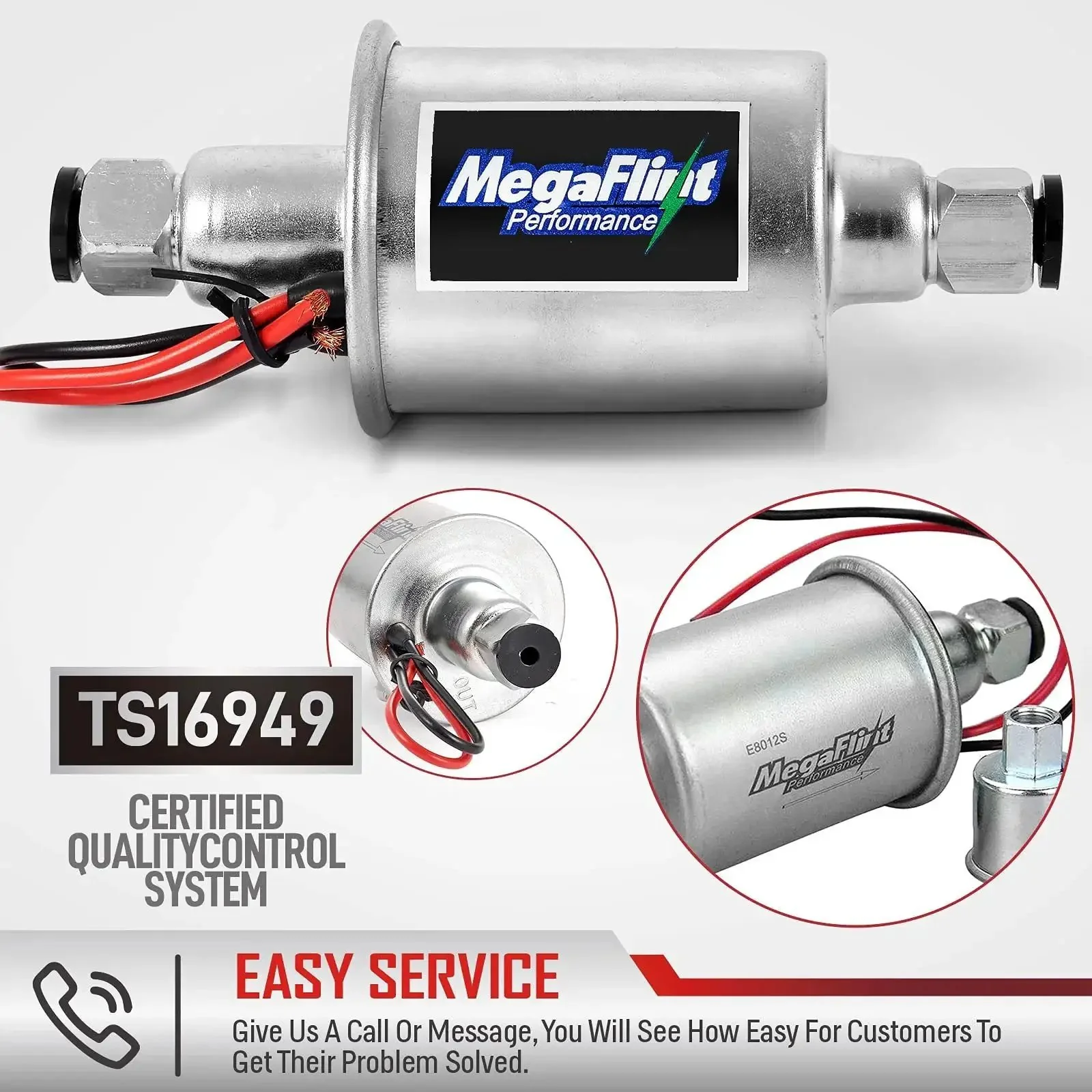 Inline 12V Universal Electric Fuel Pump Low Pressure Five To Nine PSI For Gas And Diesel, Delivers Thirty GPH, Five Sixteenth Inch Inlet And Outlet, Draws One To Two Amps, Fuse Rated Twelve Amps, Crossreferences E8012S EP12S FD0002 P60430 6414671 - Image 2