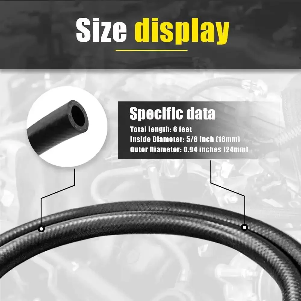 Inner 5/8 Inch Heater Hose, 6 Feet Long, Black With Safety Stripe, Standard Grade Automotive Hose For Cooling And Heating Systems, Flexible Rubber Replacement For Cars And Trucks, Durable And Leak Resistant - Image 6