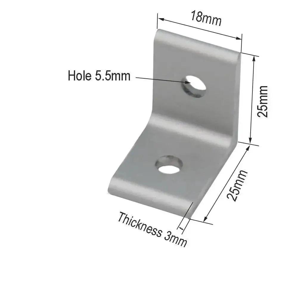 Inside Corner Bracket Gusset For 2020 Series Aluminum Extrusion 2 Hole M5 Screws And T Nuts 25mm By 25mm Fits 6mm Slot Heavy Duty Aluminum Joint 20 Pieces Pack Silver - Image 7