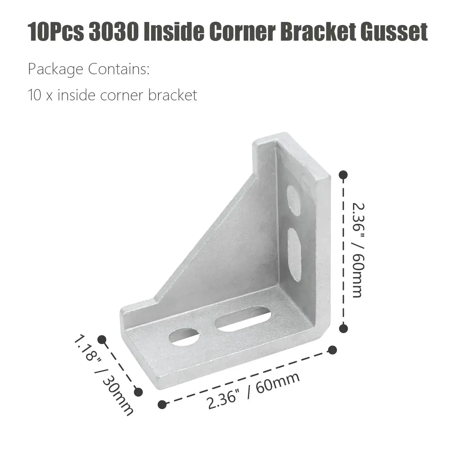 Inside Corner Bracket Gusset For 3030 Aluminum Extrusion, L Bracket Connector For 3060 Series Profiles, 8Mm Slot, 90 Degree Corner Plate, Silver Aluminum Alloy, Beefy DIY Ready Build - Image 4