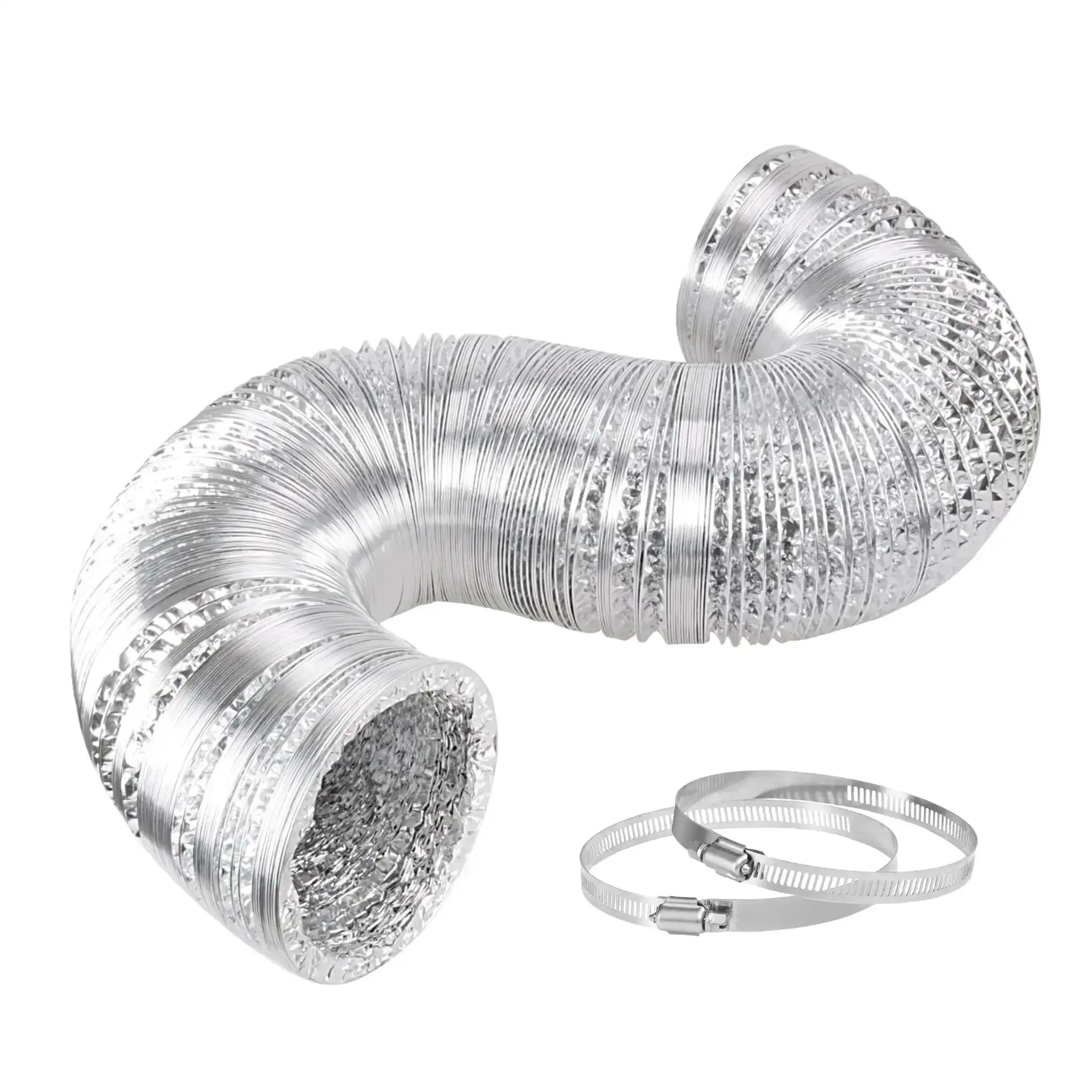 Insulated 4 Inch Dryer Vent Hose Flexible Duct 25 Feet With Stainless Steel Clamps Included Built To Last Heavy Duty Four Layer Protection For Dryer Exhaust HVAC Venting And Heating Easy Install Silver