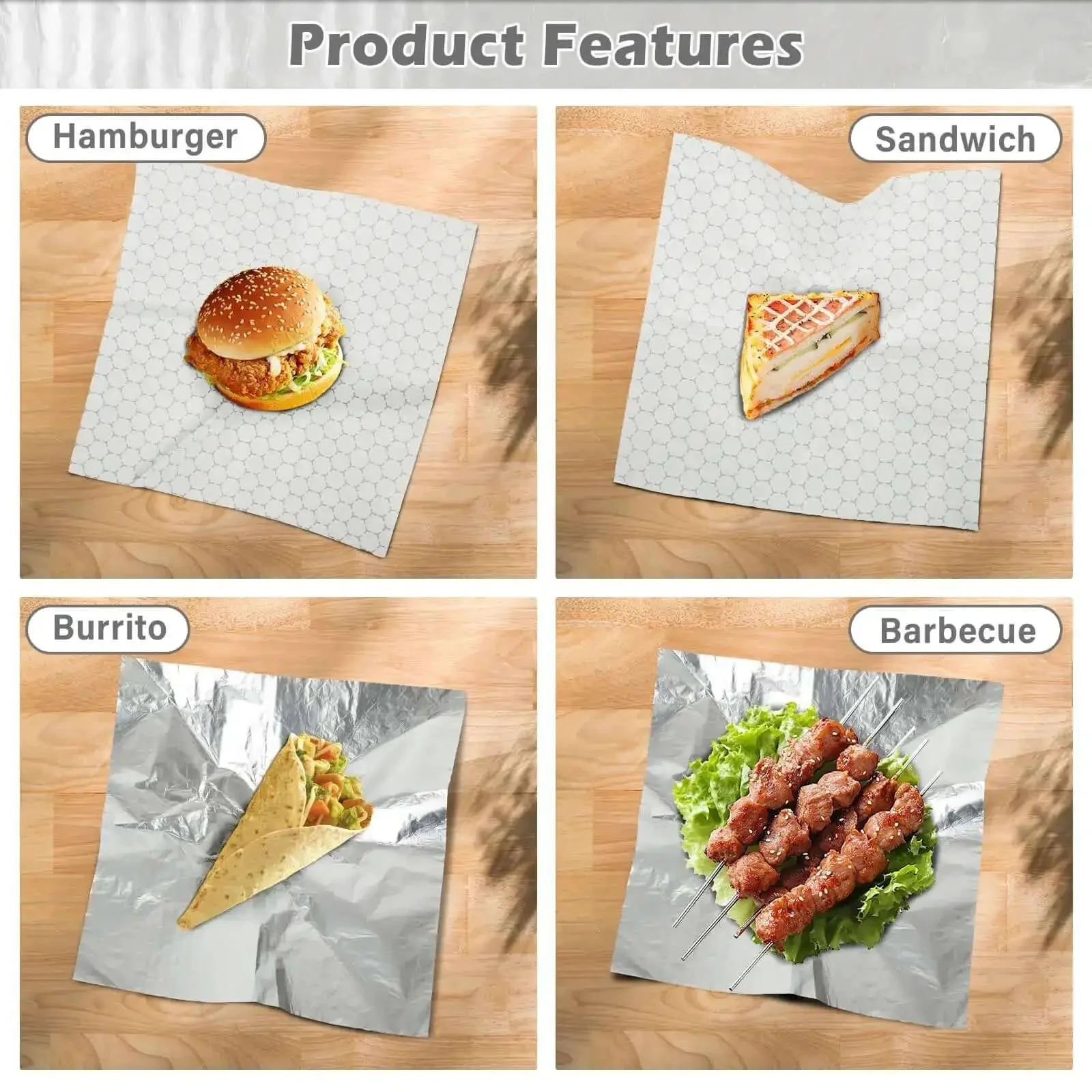 Insulated Foil Wrap Sheets 12x12 Pre Cut Greaseproof And Waterproof For Sandwiches Burgers Hot Dogs Burritos 50 Pack Keeps Food Fresh With Leakproof Heat And Cold Insulation For Grab And Go Wrapping - Image 5