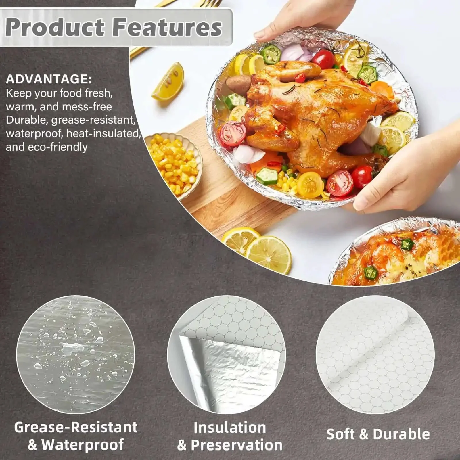 Insulated Foil Wrap Sheets 12x12 Pre Cut Greaseproof And Waterproof For Sandwiches Burgers Hot Dogs Burritos 50 Pack Keeps Food Fresh With Leakproof Heat And Cold Insulation For Grab And Go Wrapping - Image 7