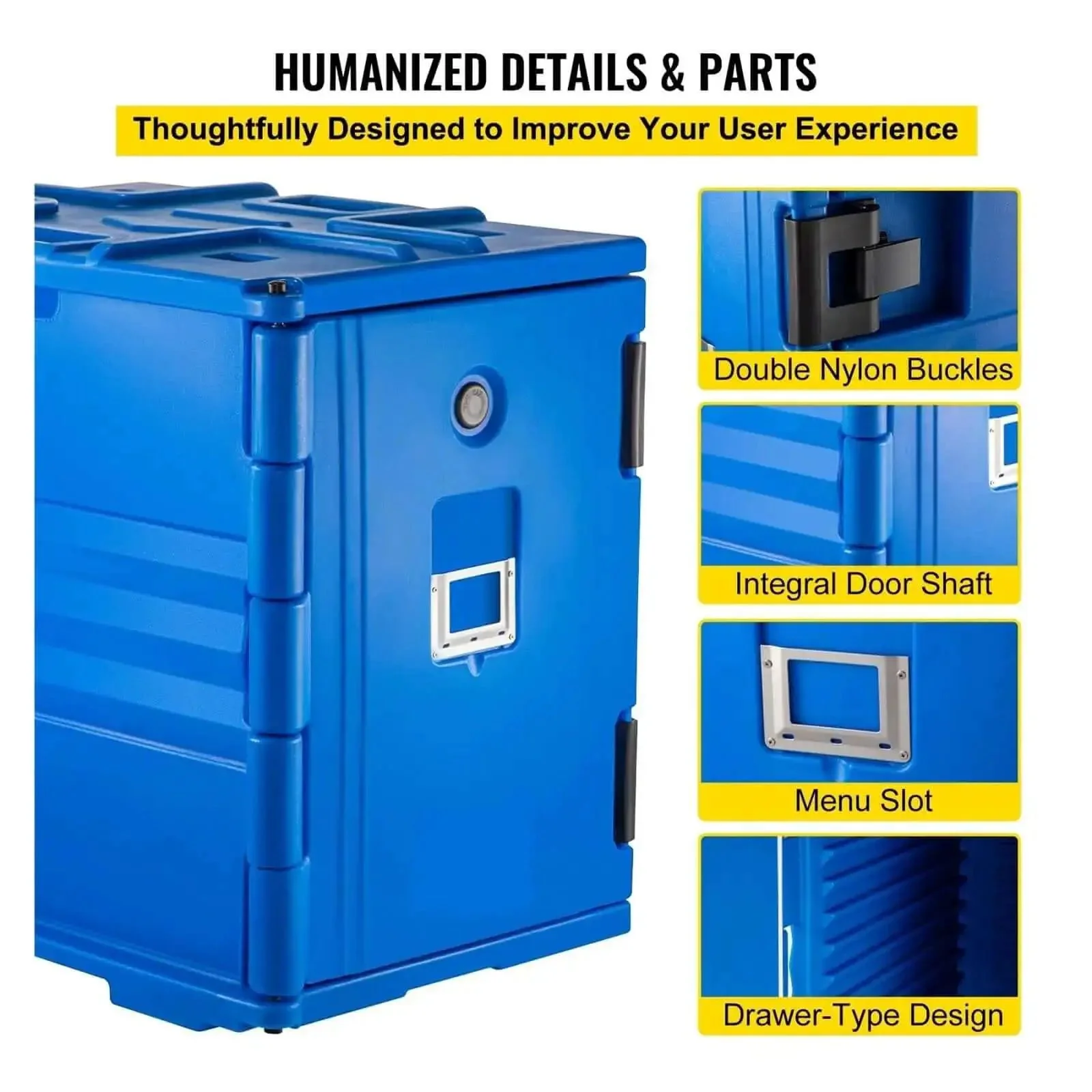 Insulated Food Pan And Front Load Catering Box With Wheels 90L Capacity Outdoor Food Delivery Container Built Tough Keeps Food Warm 4 To 6 Hours Or Cold 3 To 5 Hours Black Wheel Version - Image 2