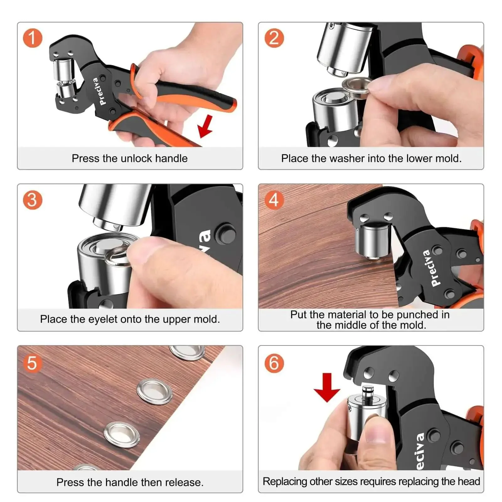 Interchangeable Double Head Grommet Kit Pro Grade With Three Eighths Inch And One Quarter Inch Dies, Heavy Duty Grommet Tool Set, 400 Grommets Includes Case Great For Advertising Posters Banners Cardboard - Image 4