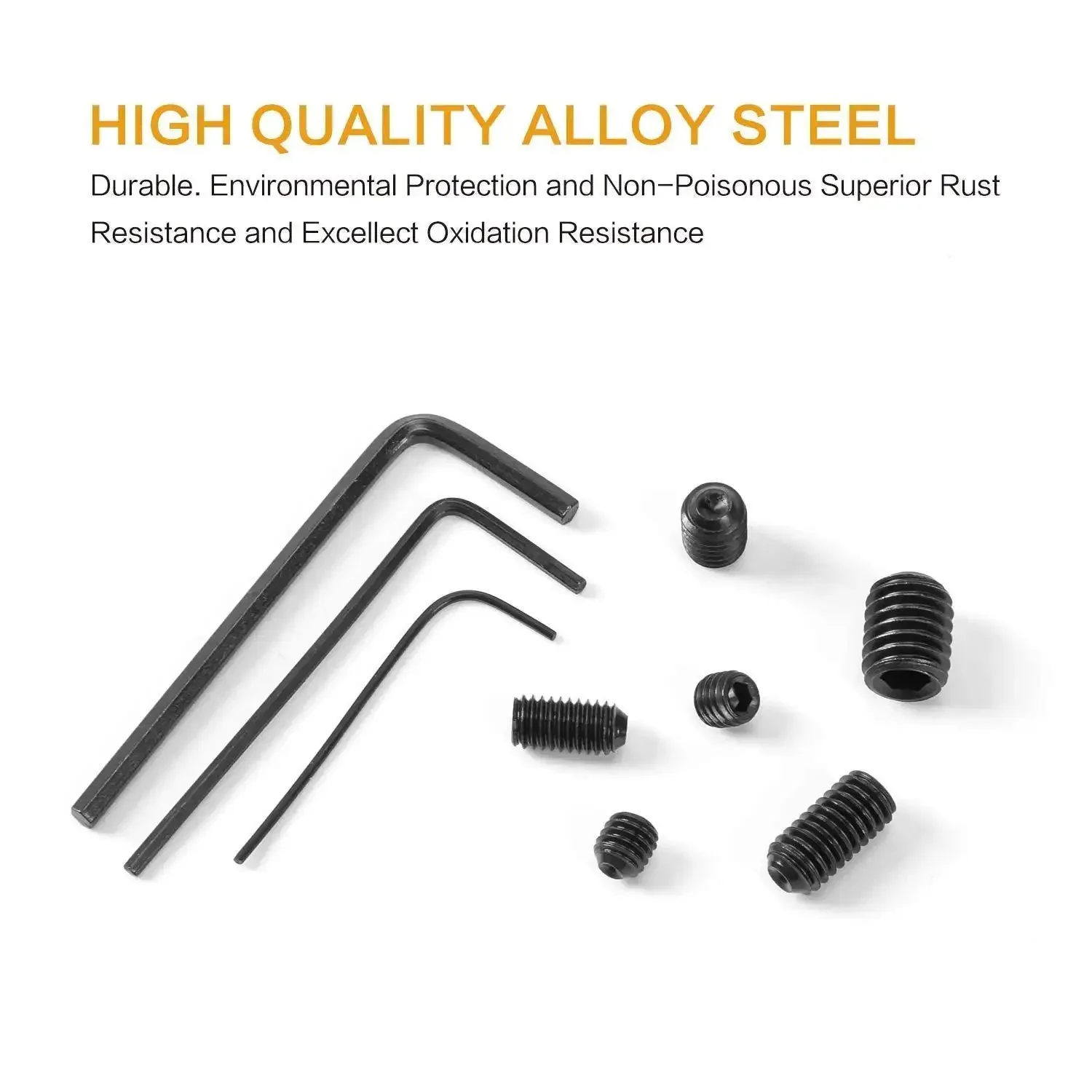 Internal Hex Drive Cup Point Screws Kit With 22 Sizes M2 To M8, 666 Pcs, 12.9 Grade Alloy Steel Black Finish, Set Screws For Door Handles Faucets And Light Fixtures, Deep Threads And Non Slip, Heavy Duty Hardware - Image 3