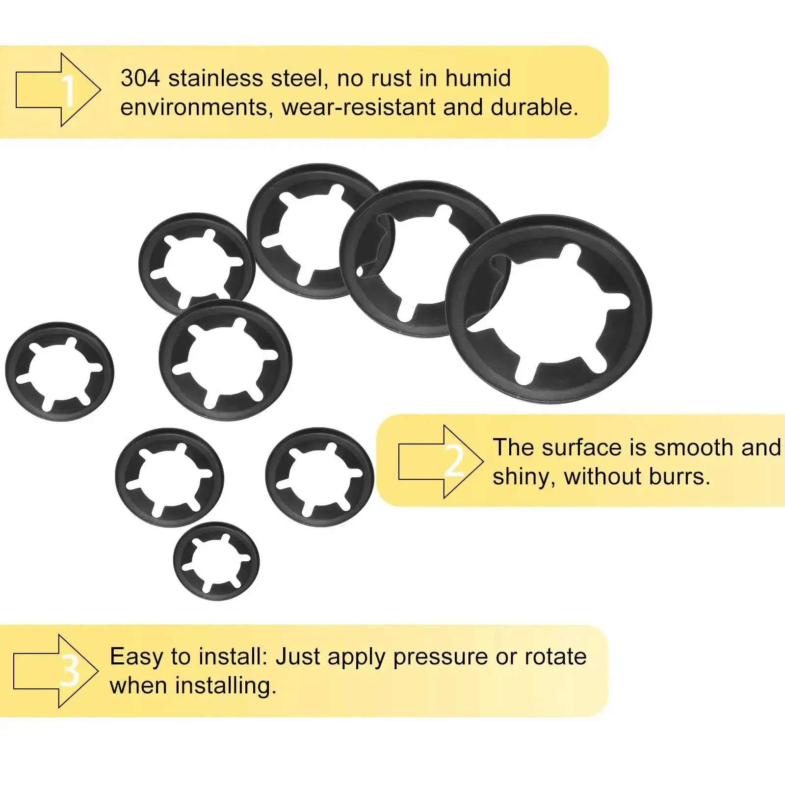 Internal Tooth Lock Washers Set, 40 Pcs, M14 X 28mm And M16 X 28mm, Push On Retaining Clips, Quick Locking Washers, Must-Have Pro Grade 65Mn Steel, Wear Resistant, Heavy Duty Fastener Essentials - Image 3