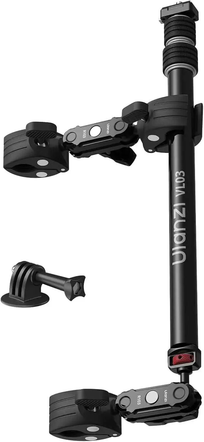 Invisible Quick Release Selfie Stick Motorcycle Mount Kit With 40 Inch Adjustable Extension Pole And Dual Head Clamp For Insta360 GoPro DJI Osmo Action Cameras, Stable On High Speed Rides