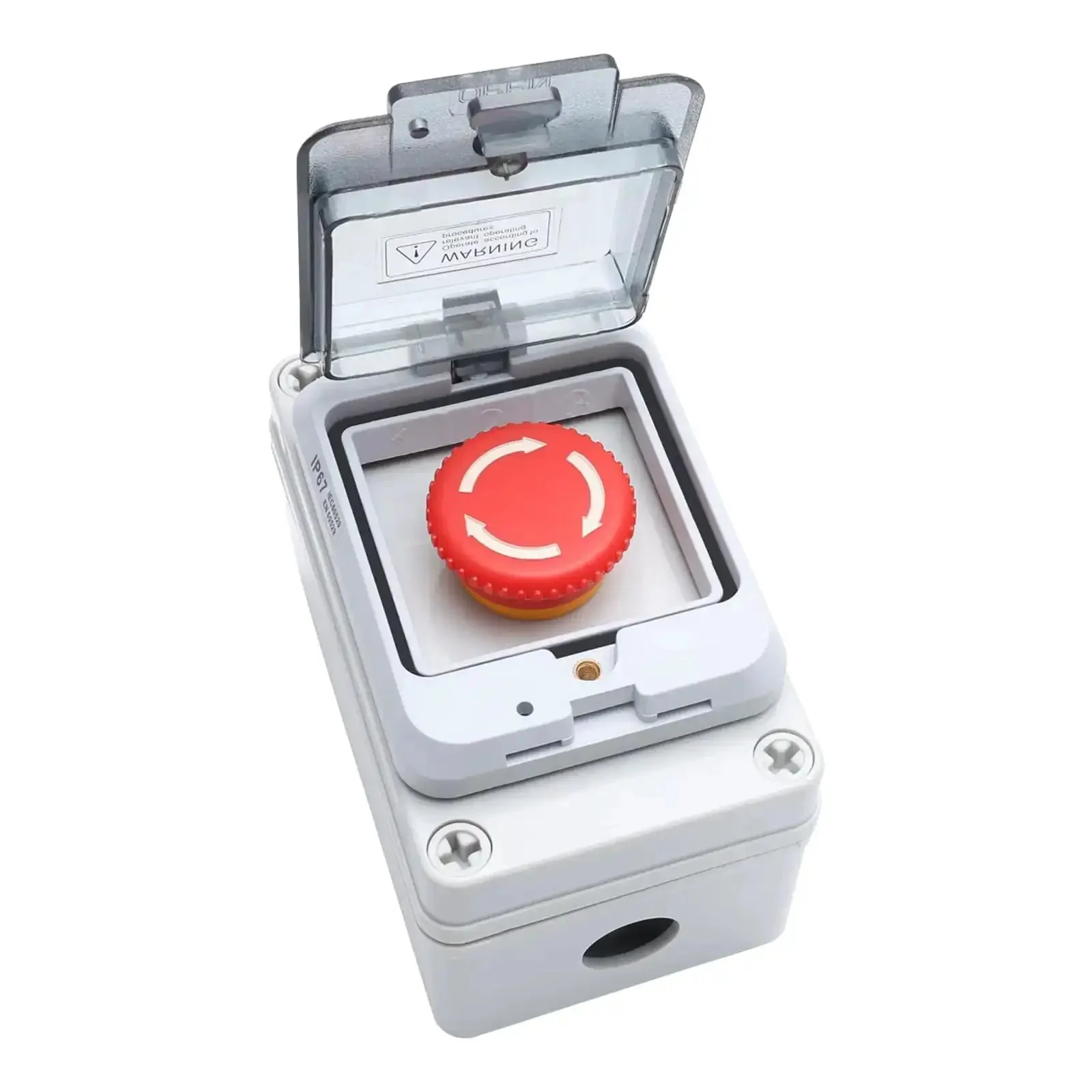 IP67 Outdoor Waterproof Button Switch Box With Emergency Stop Button Protective Cover Anti Misoperation Design Beefy ABS Housing Built To Last For Industrial Control Panels And Harsh Environments