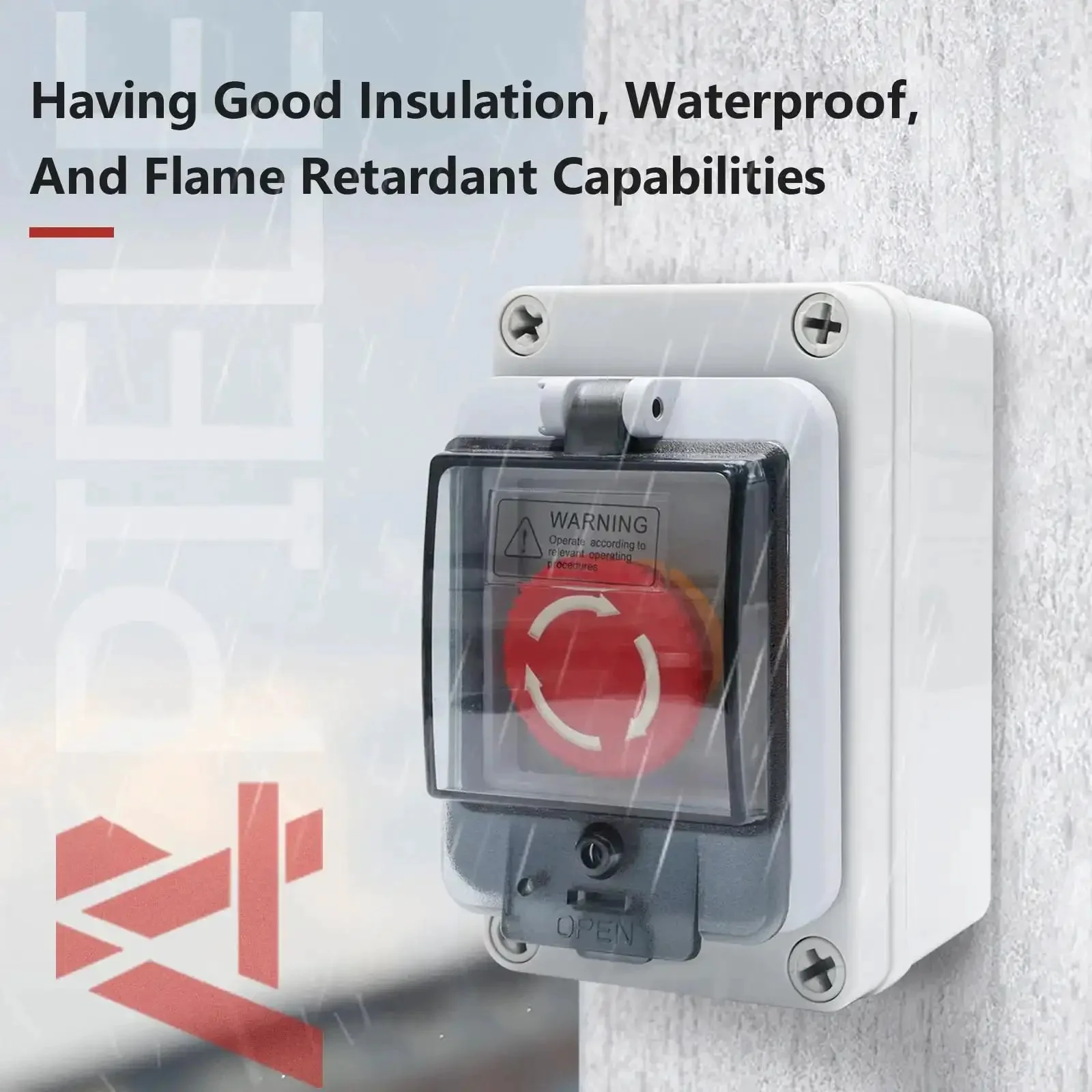 IP67 Outdoor Waterproof Button Switch Box With Emergency Stop Button Protective Cover Anti Misoperation Design Beefy ABS Housing Built To Last For Industrial Control Panels And Harsh Environments - Image 5
