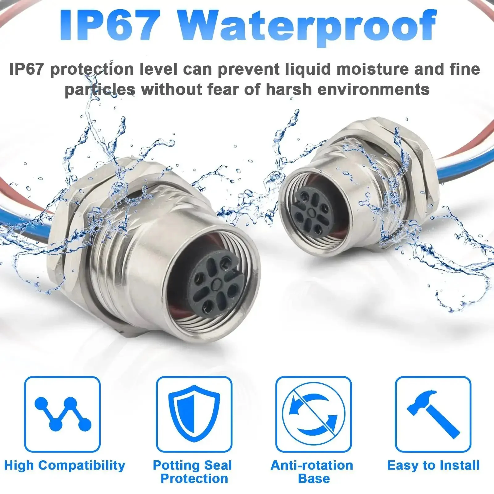 IP67 Waterproof M12 4 Pin A Coded Female Bulkhead Connector Cable 0.2M 2 Pack For Automation Sensor Receptacle And Signal Transmission In Rugged Industrial And Outdoor Environments - Image 9