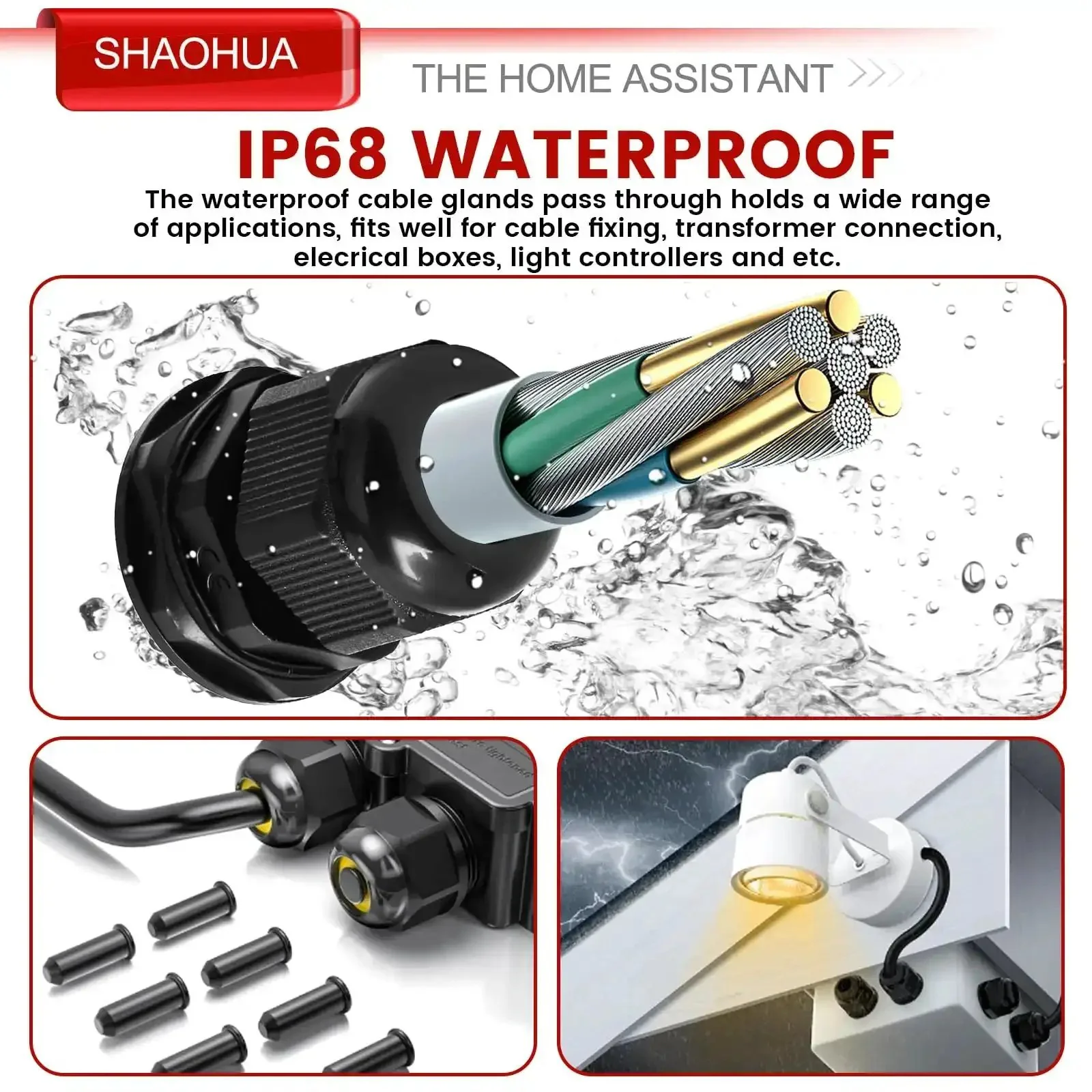 IP68 Waterproof Cable Gland Kit With 40 Pieces And Five NPT Sizes One Quarter Inch Three Eighths Inch One Half Inch Three Quarters Inch One Inch Plus Nineteen Top Hat Rubber Grommets For Cable Glands Strain Relief Nylon Cord Connector - Image 7