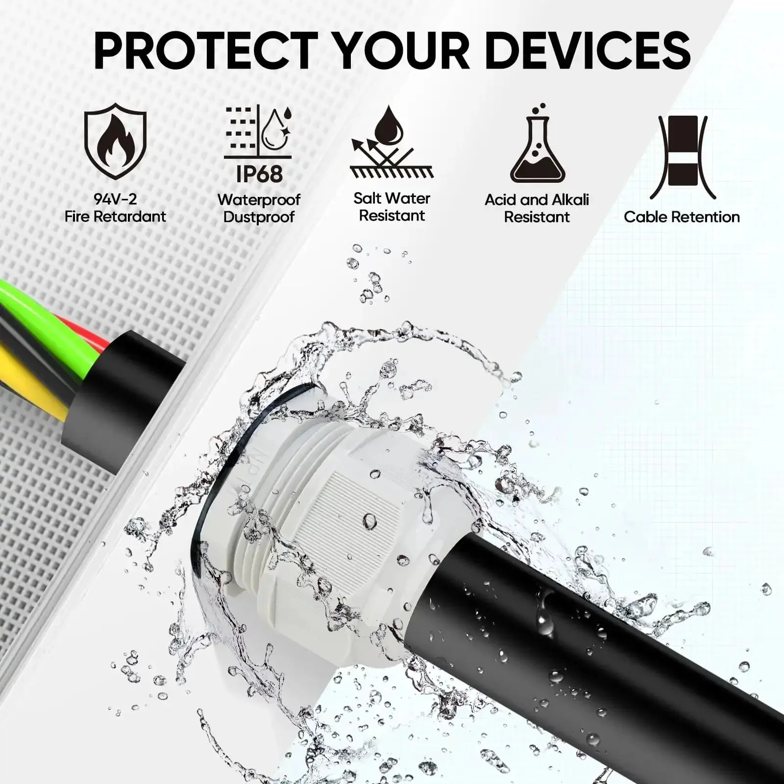 IP68 Waterproof Cable Gland Kit With Tough Nylon NPT Adjustable Connectors, 1/4 Inch, 3/8 Inch, 1/2 Inch, 3/4 Inch, 1 Inch, 20 PCS, Gray, Built To Last Seals For Waterproof Junction Boxes, Panels, And Outdoor Electrical Wiring - Image 6
