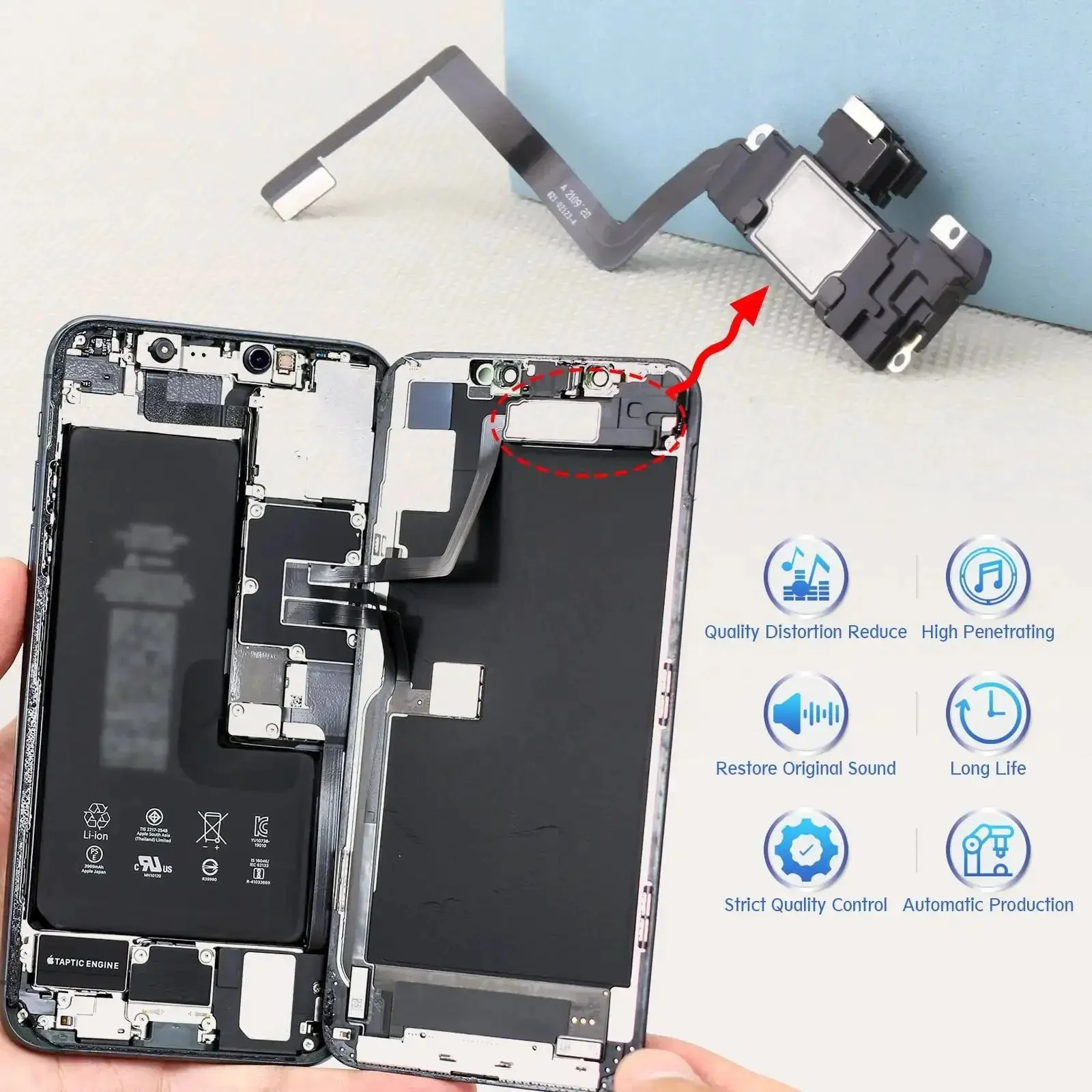 iPhone 11 Earpiece Speaker Replacement Kit With Proximity Sensor Flex Cable And Repair Tools For Clear Calls And Loud Sound Easy Install Compatible With A2111 A2221 A2223 - Image 2