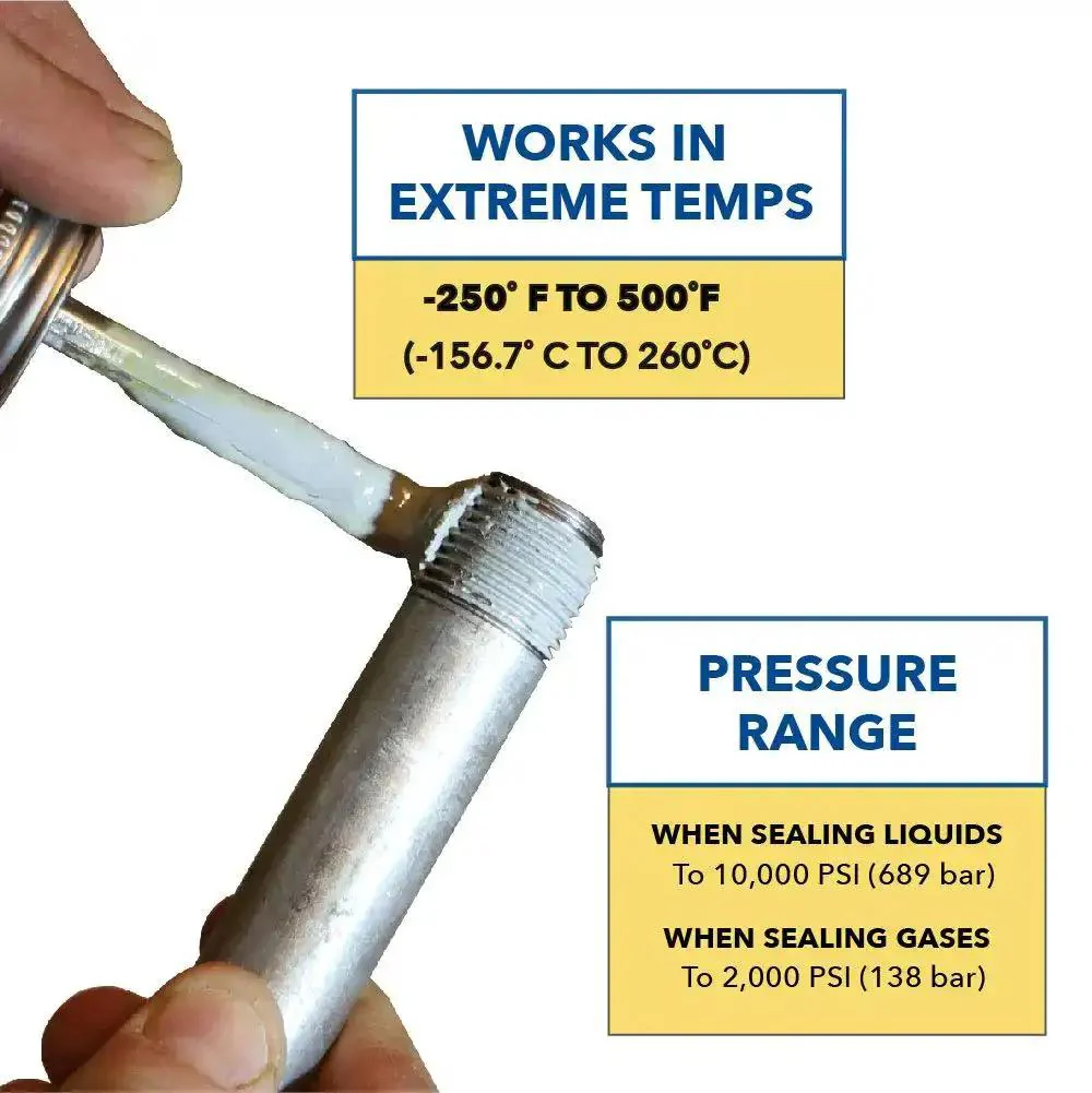 JC 30 Thread Sealant For Extreme Temps And High Pressure Pipes And Valves For Metal And PVC Sealing Gas Lines Water And Fuel Cryogenics With Brush Included Pint - Image 6