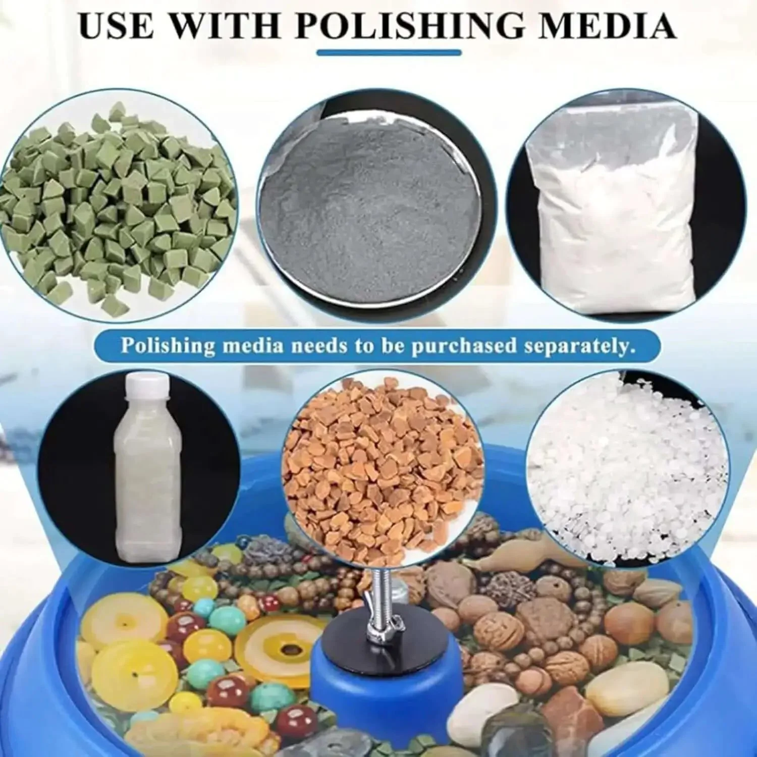 Jewelry Tumbler Polisher Workhorse, 90W Vibration Polishing Machine For Metal Parts, 3.5 Liter Capacity, Durable Rubber Roller, Low Noise Operation, High Load Bearing, Easy One Button Shutdown, Perfect For Metal Jewelry Finishing - Image 4