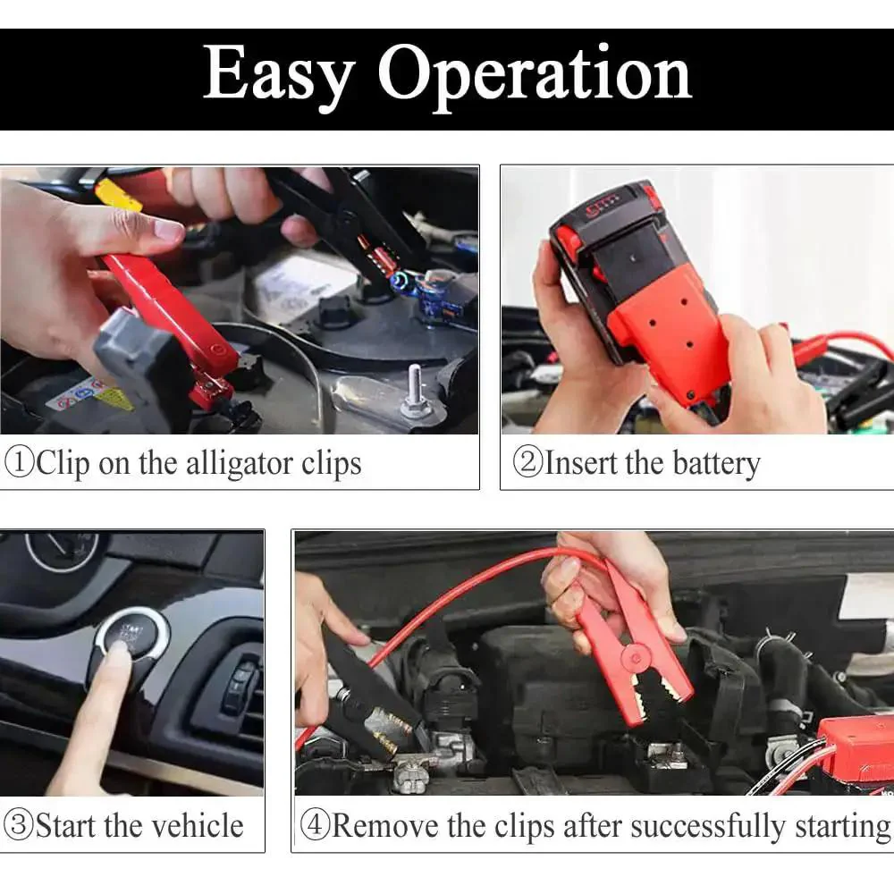 Jump Starter Cables With Adapter For Milwaukee M18 18V Batteries 2ft 8AWG Automotive Booster Cables Silicone Insulated Wire Up To 392F Easy Hook Up Durable Power Tool Line Booster - Image 8