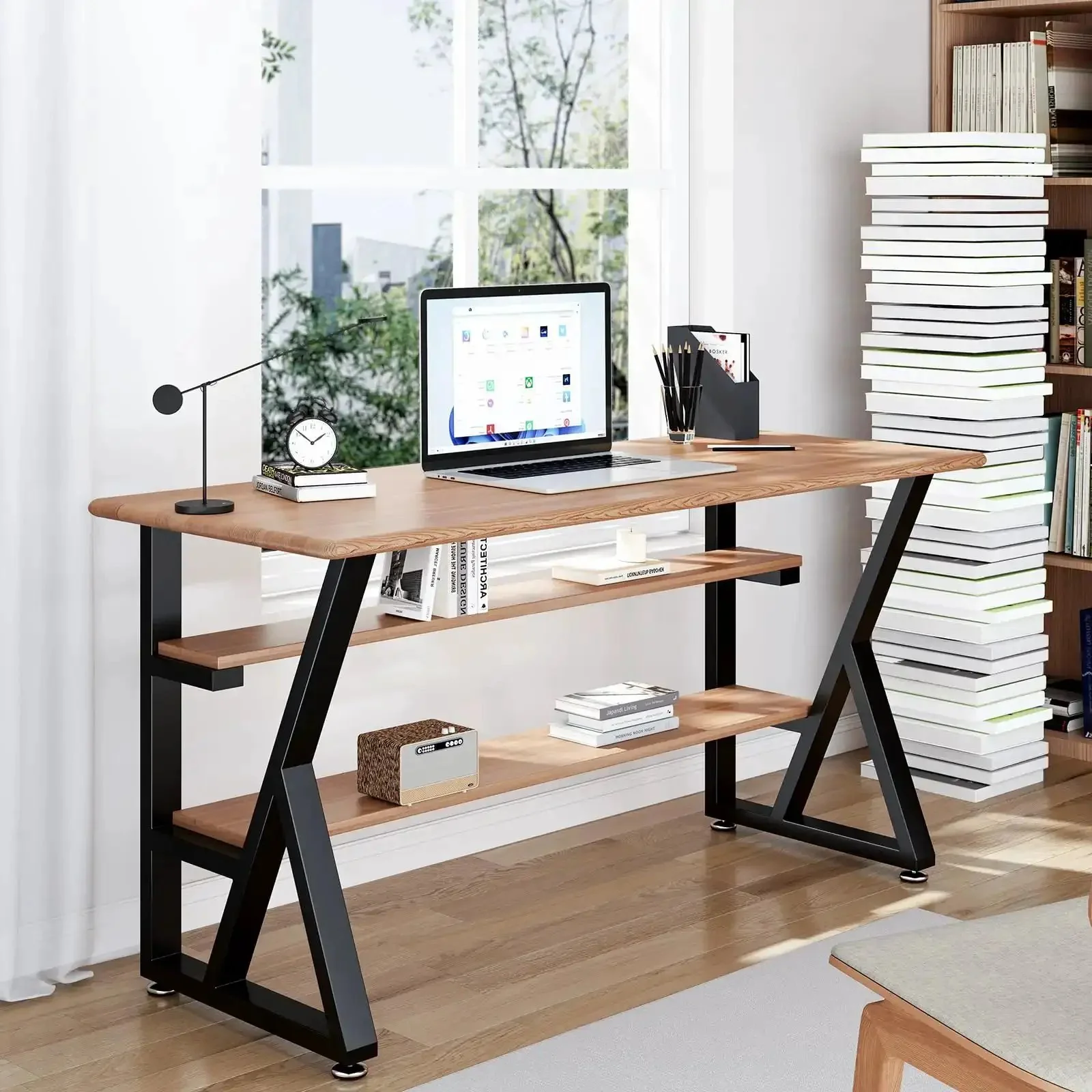 K Shape Beefy Heavy Duty Metal Table Legs Set Of 2, 28 Inches High And 20 Inches Wide, Black Iron With Adjustable Foot Pads, 1000 Lbs Load Capacity For Desks, Dining Tables, Benches - Image 7
