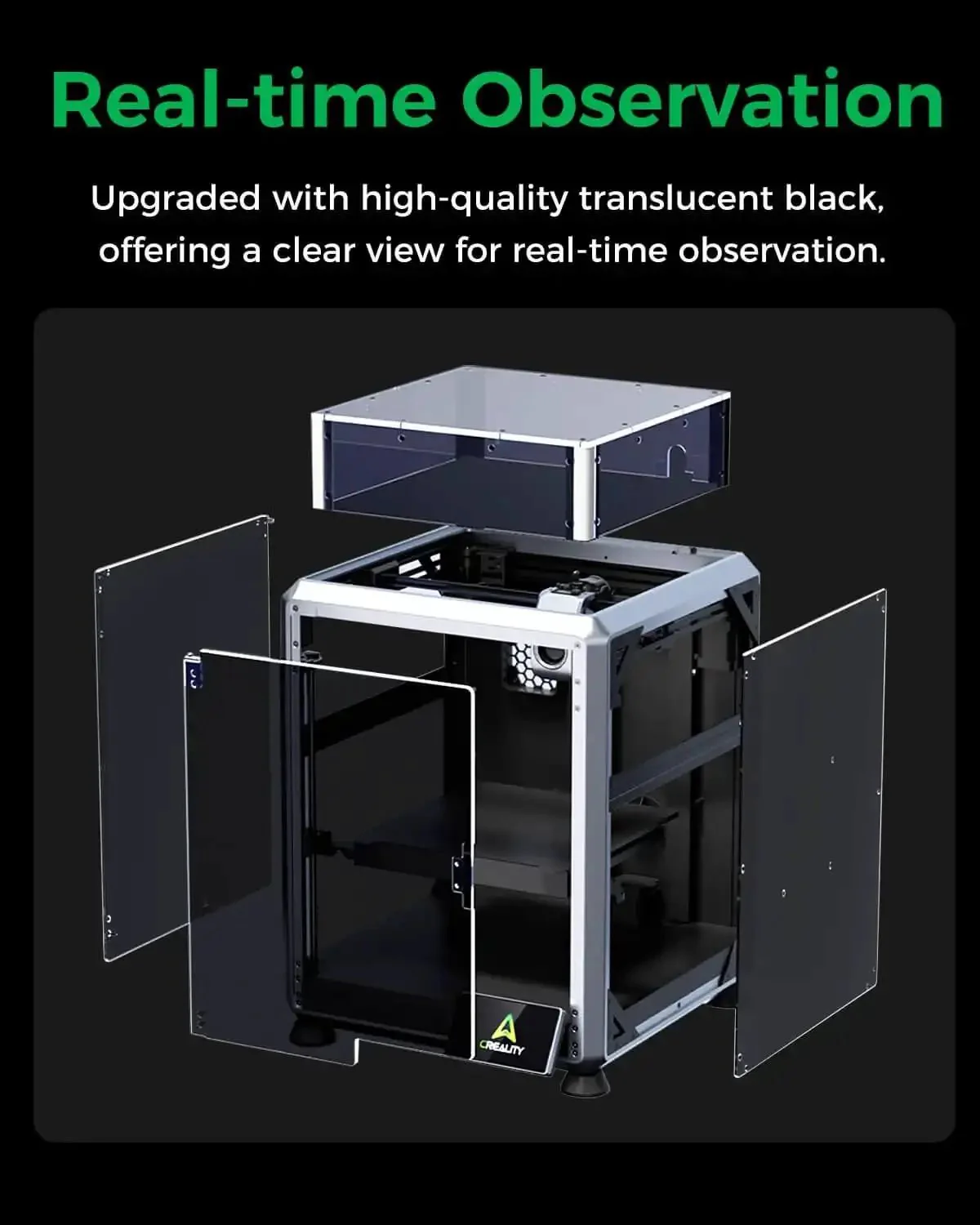 K1 SE And K2 SE 3D Printer Enclosure With Transparent Black Cover, Keeps Temperature Steady, Low Noise Operation, Dustproof Shield, Easy Plug And Play Setup, Protective Tent For K1 SE And K2 SE - Image 3