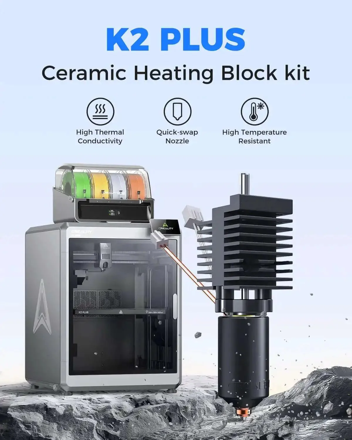K2 Plus Ceramic Heating Block Kit With Unicorn Quick Swap Nozzle Kit All Metal Integrated Design High Temperature Resistant For 3D Printer Easy Disassembly And Replacement For Seamless Upgrades - Image 7