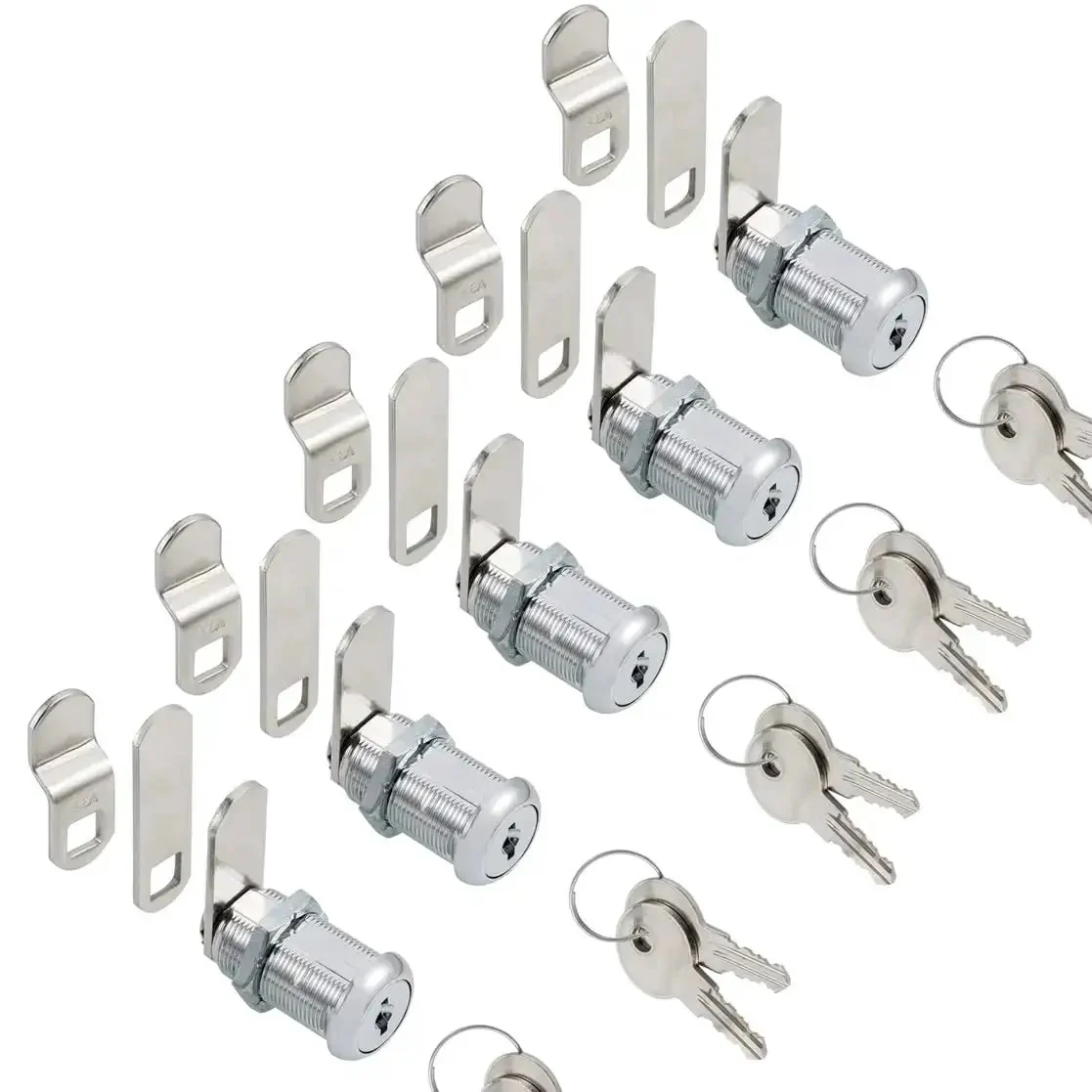 Keyed Alike Cabinet Cam Locks For Tool Boxes, RV Compartments, Mailboxes And Vending Machines, 1 1/8 Inch Cylinder, Chrome Finish, Fits 7/8 Inch Max Panel Thickness, Includes 3 Cams And 2 Keys - Image 2
